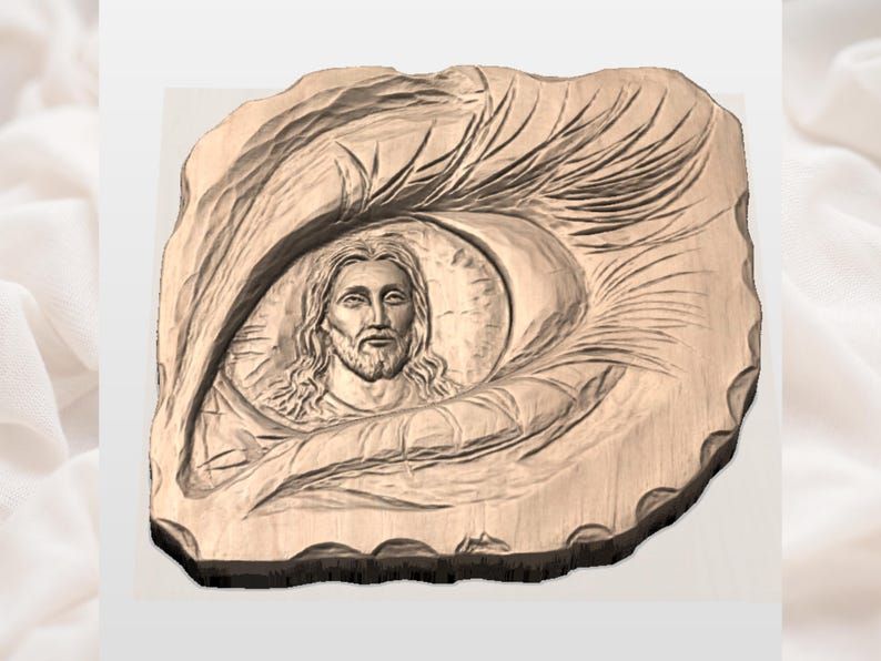 Eye of Faith Bas-Relief with Jesus Reflected in the Iris STL bas-relief STL — view 2