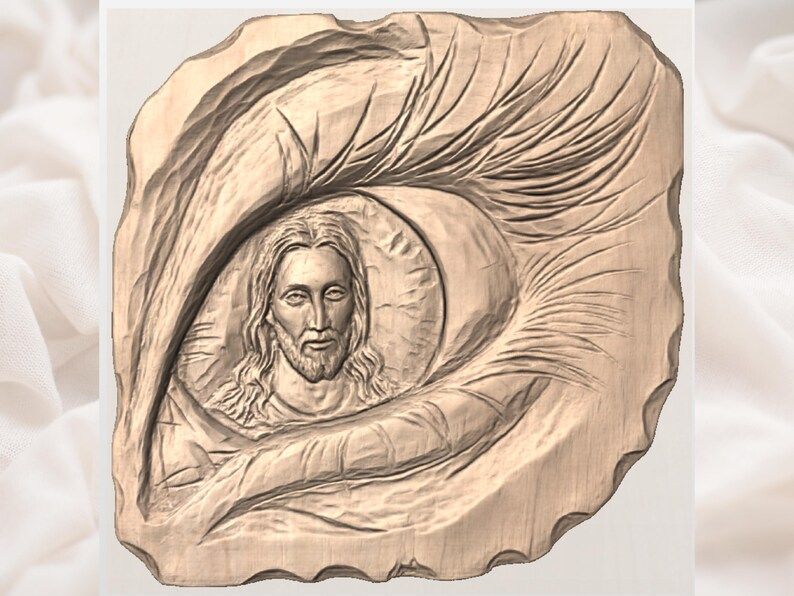 Eye of Faith Bas-Relief with Jesus Reflected in the Iris STL bas-relief STL — view 3