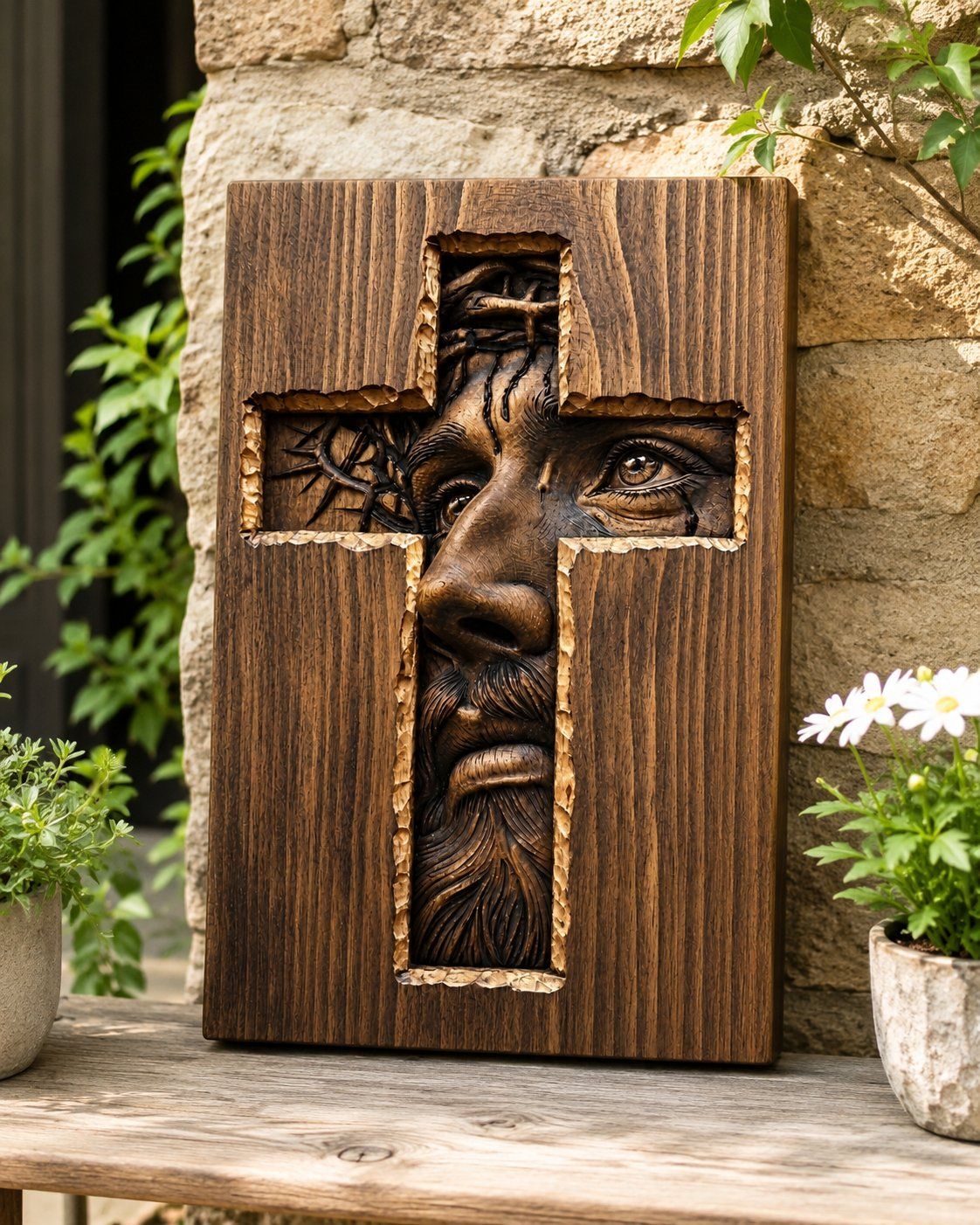 Face of Christ Sacred Cross Wall Art CNC Relief STL bas-relief STL — view 10