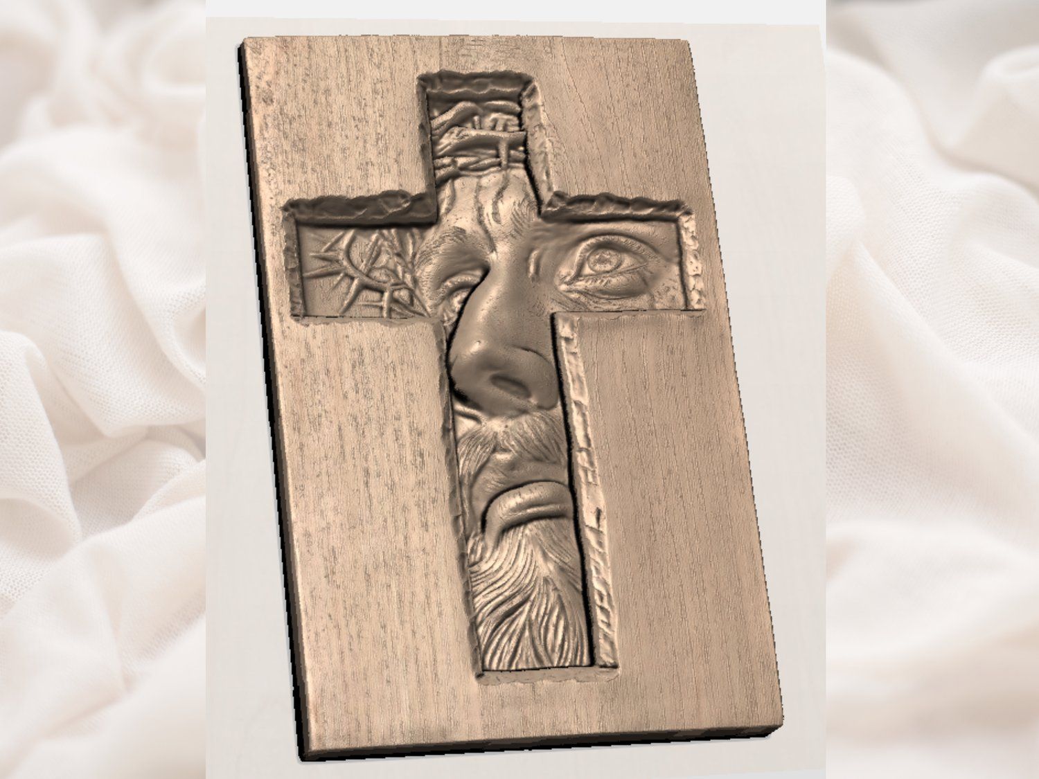 Face of Christ Sacred Cross Wall Art CNC Relief STL bas-relief STL — view 5