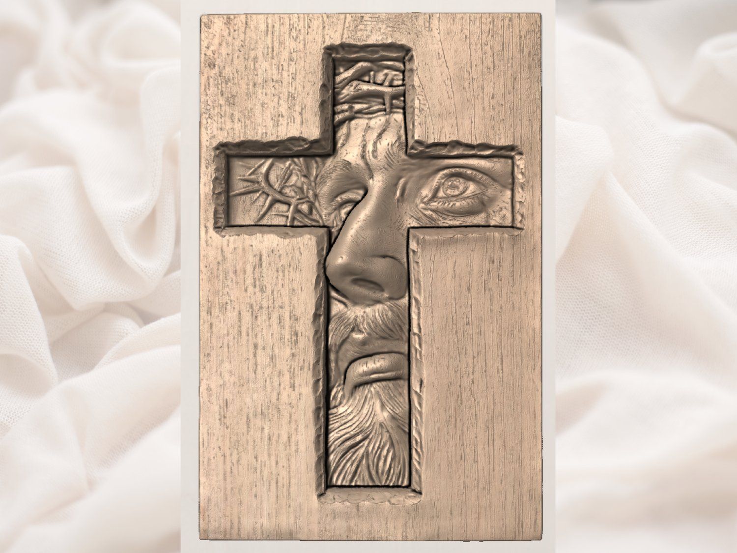 Face of Christ Sacred Cross Wall Art CNC Relief STL bas-relief STL — view 6