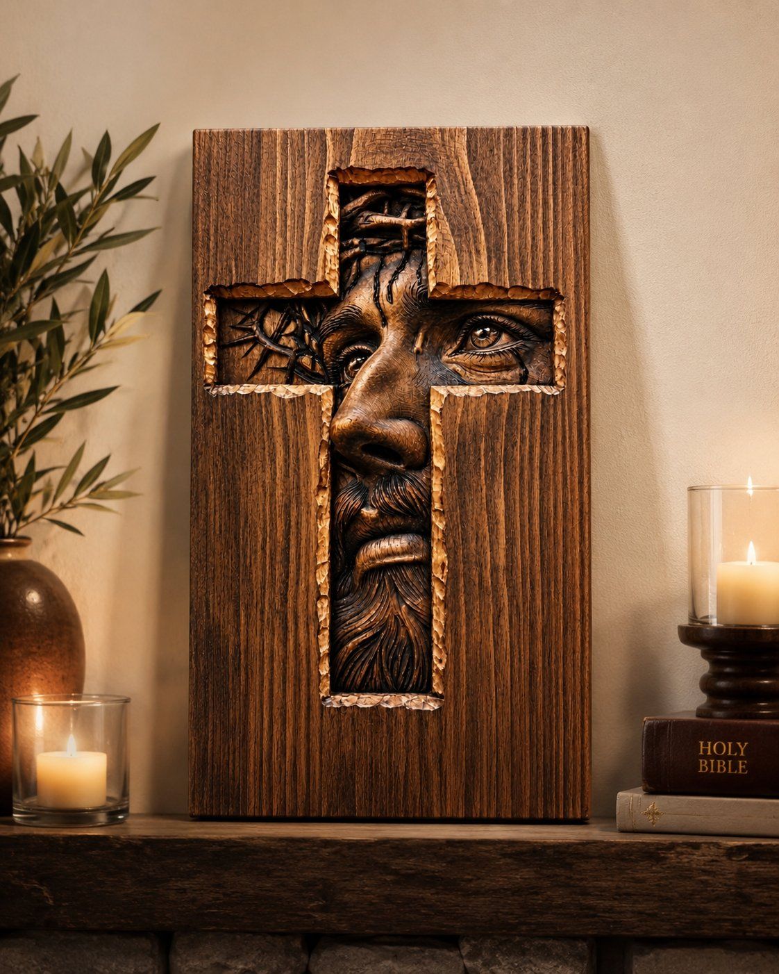 Face of Christ Sacred Cross Wall Art CNC Relief STL bas-relief STL — view 9
