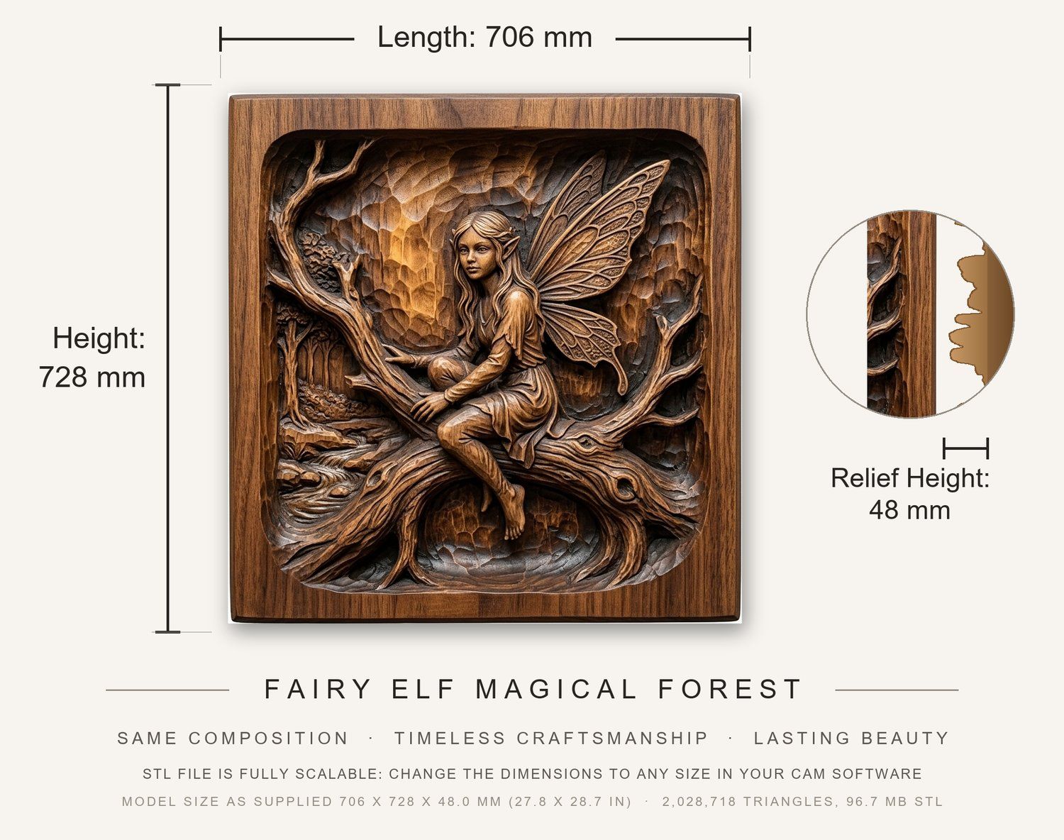 Fairy Elf Magical Forest CNC Relief STL bas-relief STL — view 3