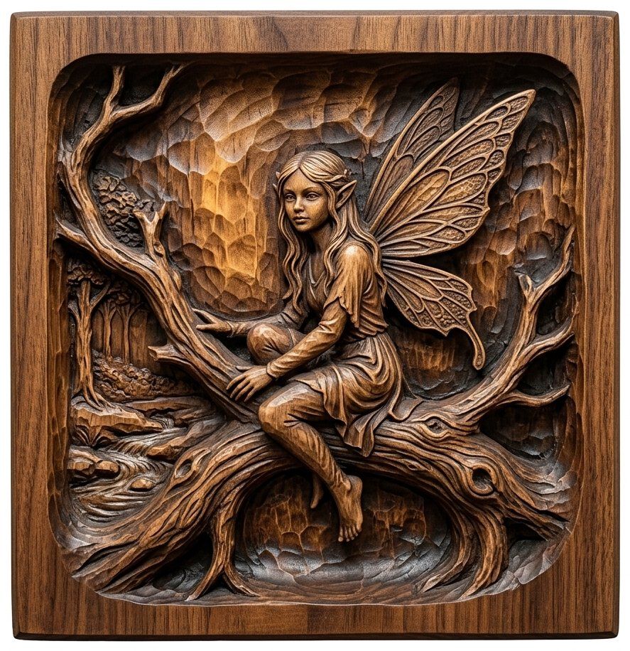 Fairy Elf Magical Forest CNC Relief STL bas-relief STL — view 4