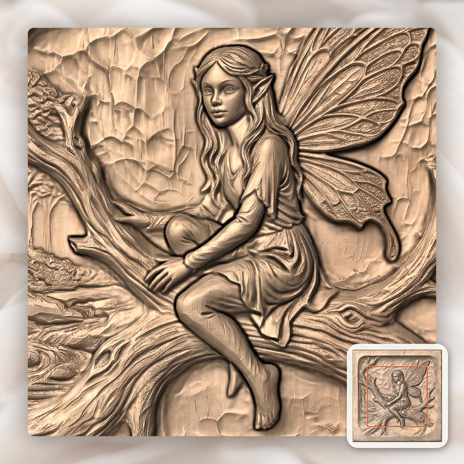 Fairy Elf Magical Forest CNC Relief STL bas-relief STL — view 7