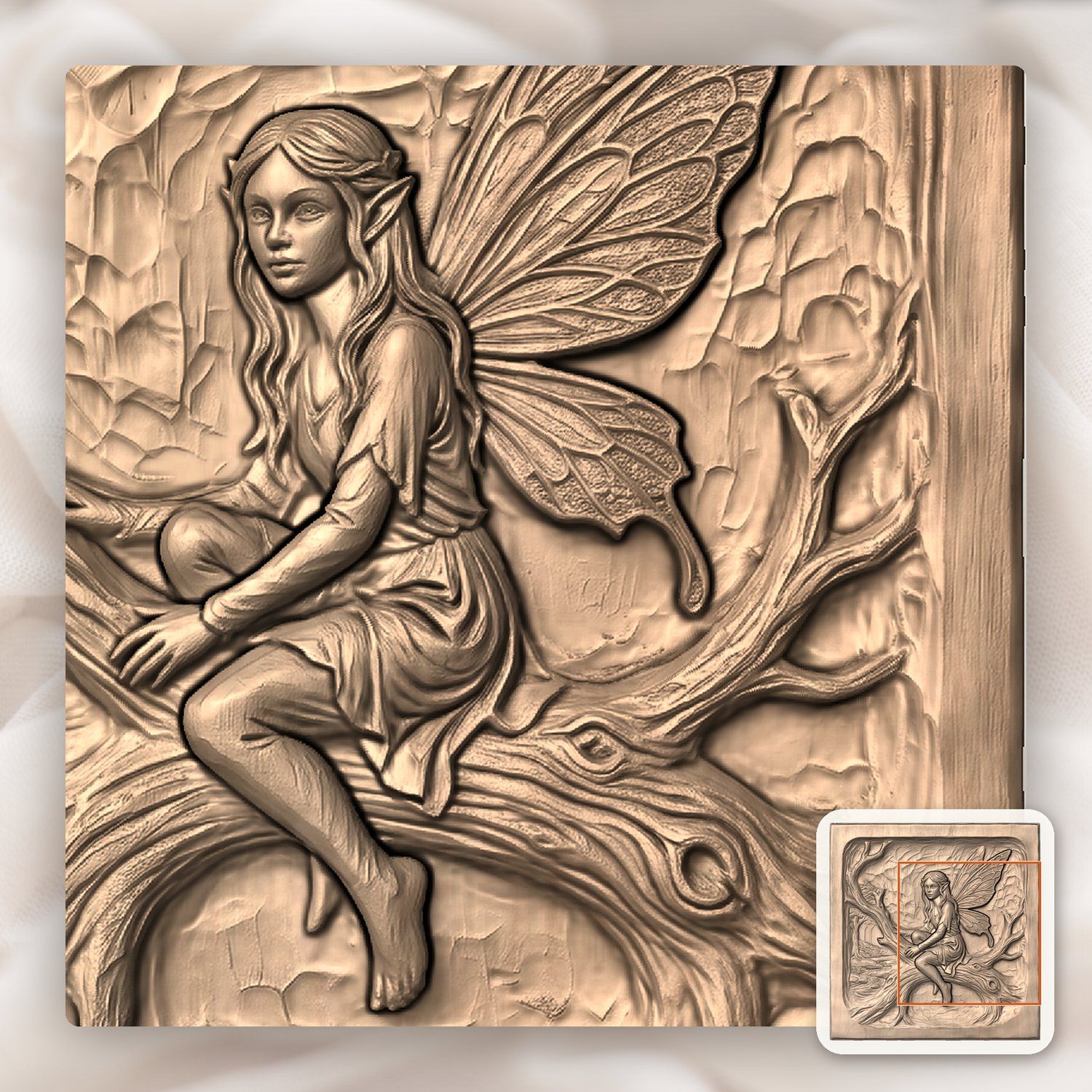 Fairy Elf Magical Forest CNC Relief STL bas-relief STL — view 9