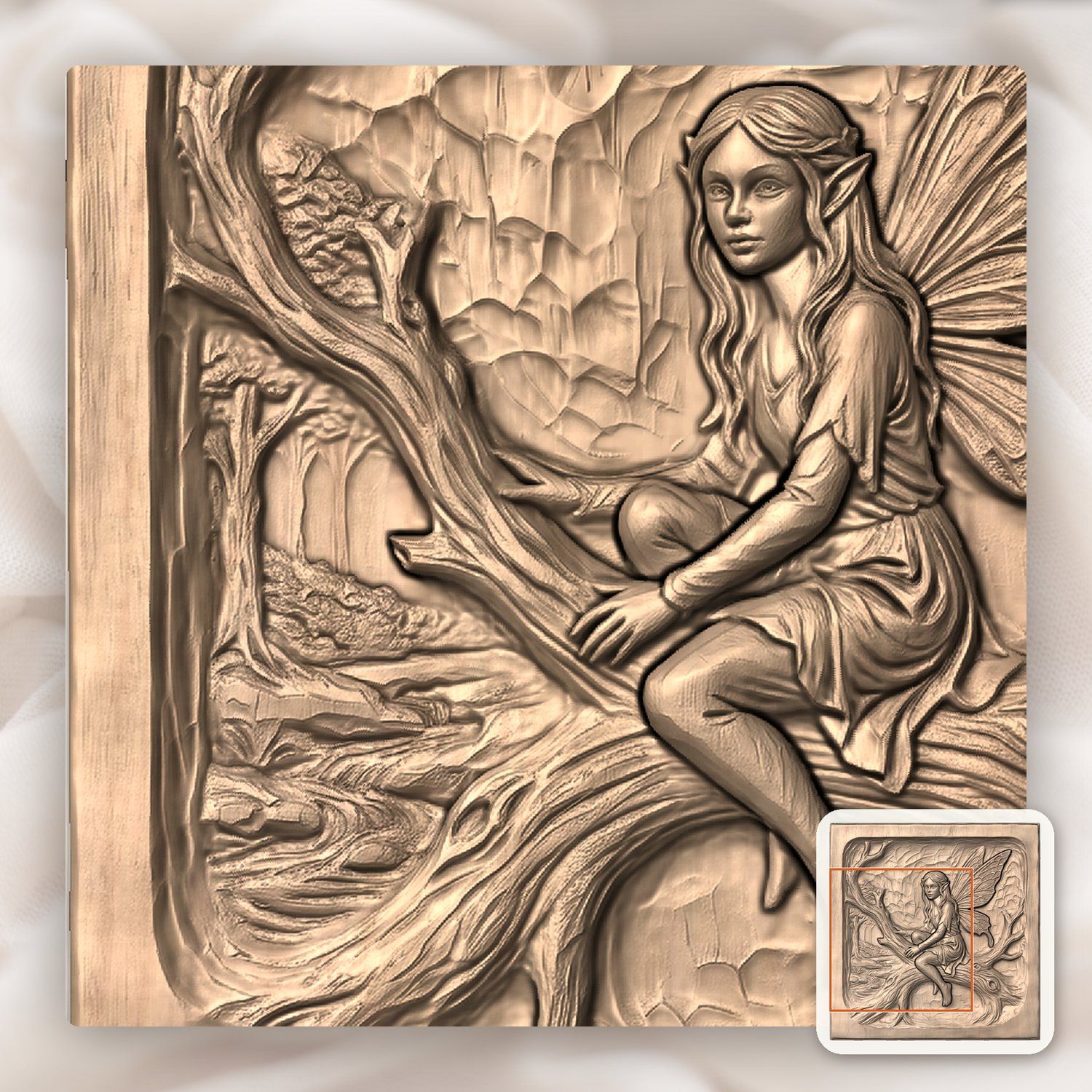 Fairy Elf Magical Forest CNC Relief STL bas-relief STL — view 10