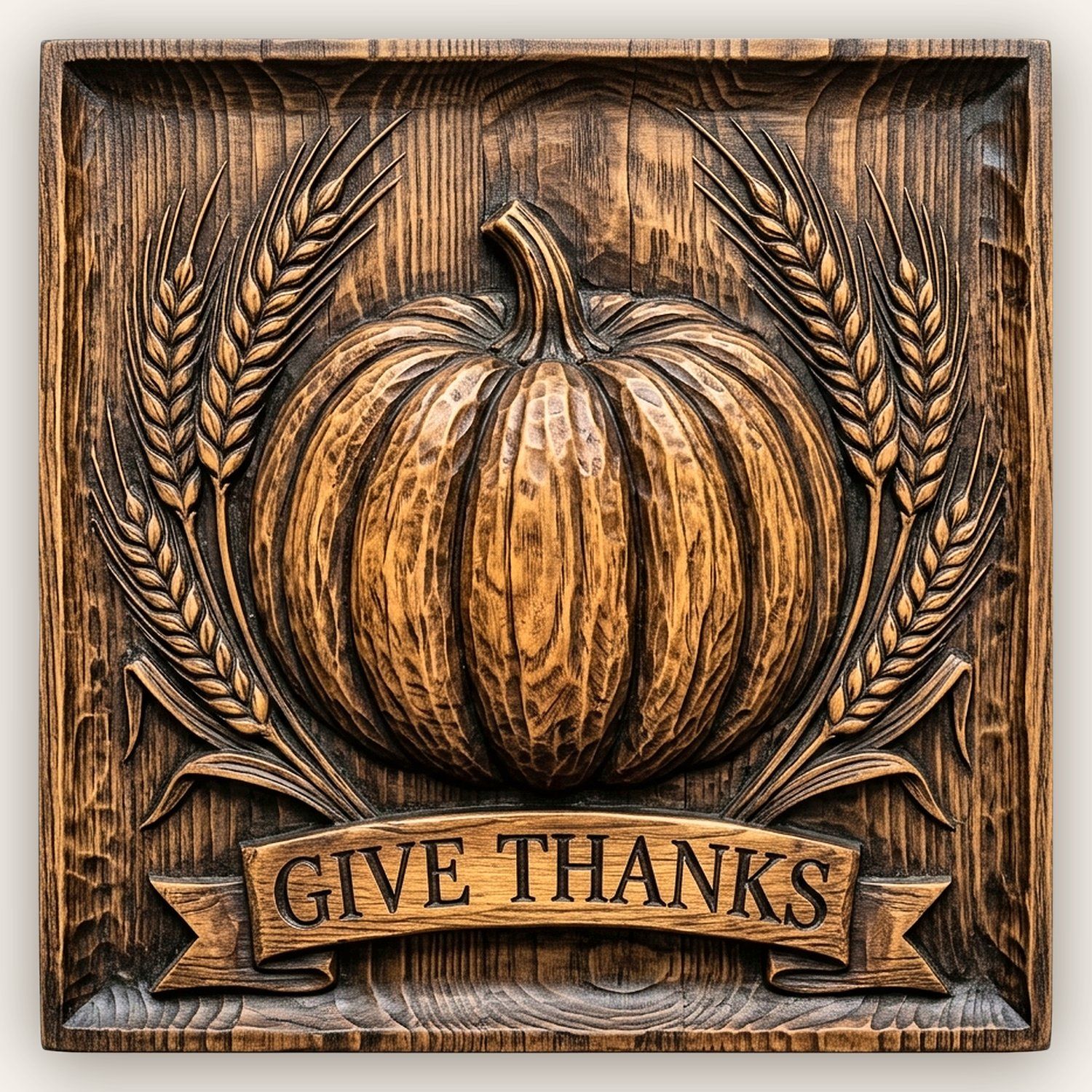 Fall Pumpkin Harvest Give Thanks CNC Relief STL bas-relief STL design