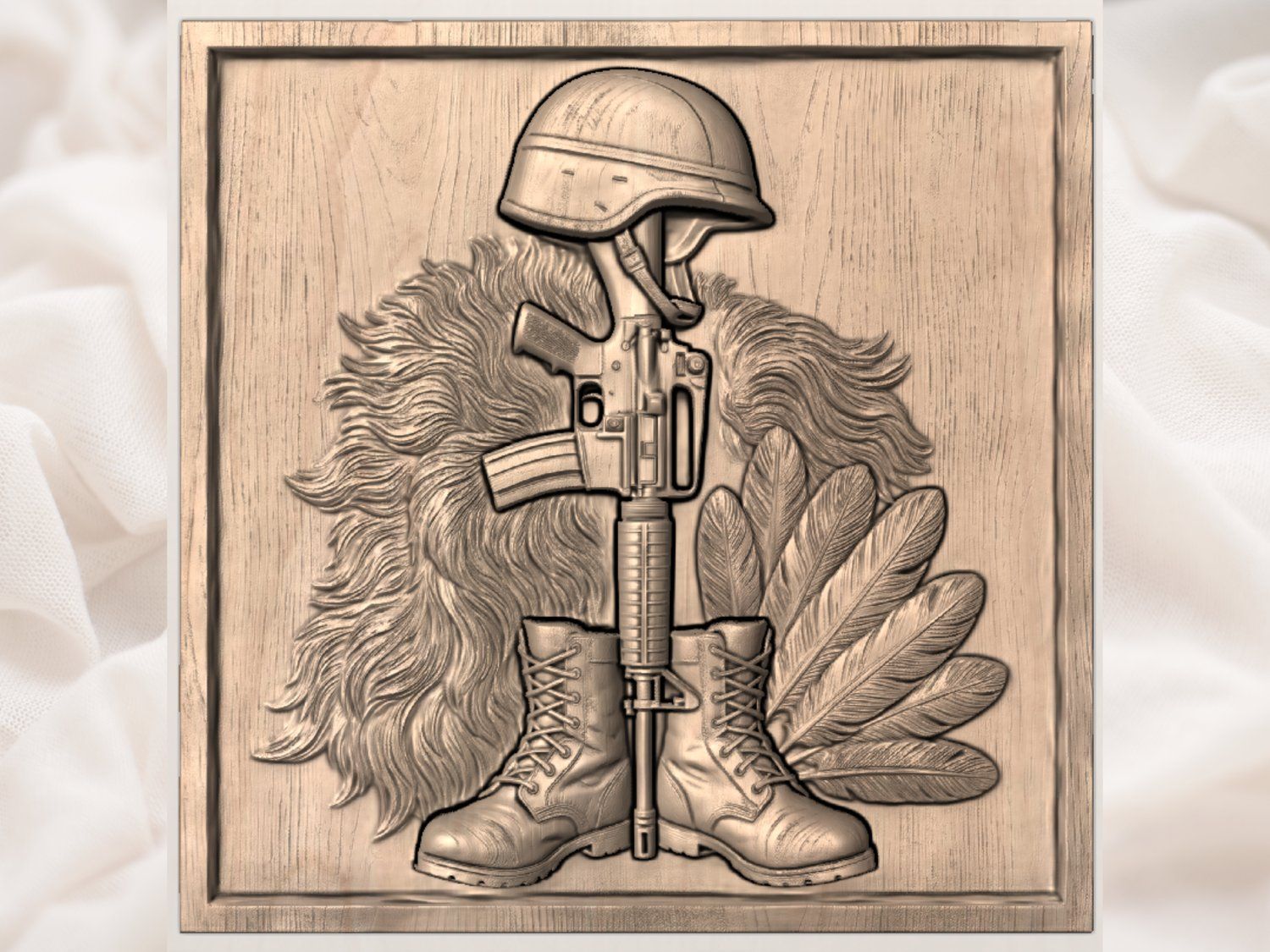 Fallen Soldier Battle Cross Tribute CNC Relief STL bas-relief STL — view 4