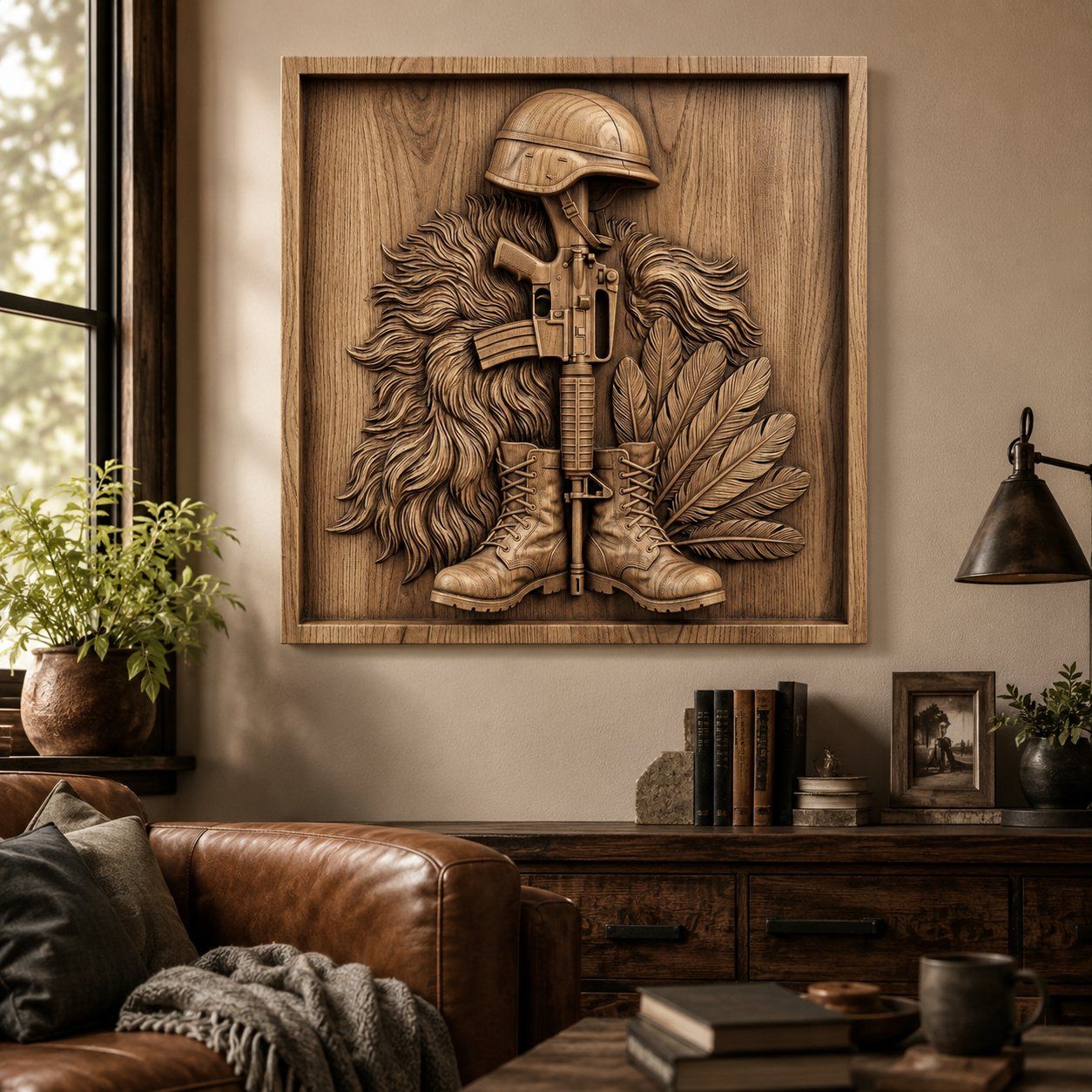 Fallen Soldier Battle Cross Tribute CNC Relief STL bas-relief STL — view 6