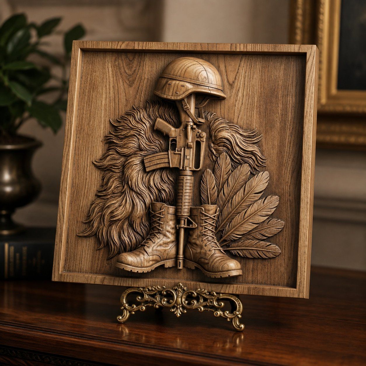 Fallen Soldier Battle Cross Tribute CNC Relief STL bas-relief STL — view 7