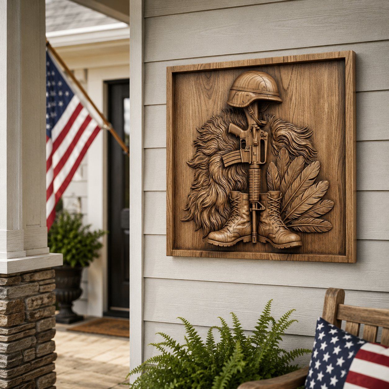 Fallen Soldier Battle Cross Tribute CNC Relief STL bas-relief STL — view 8
