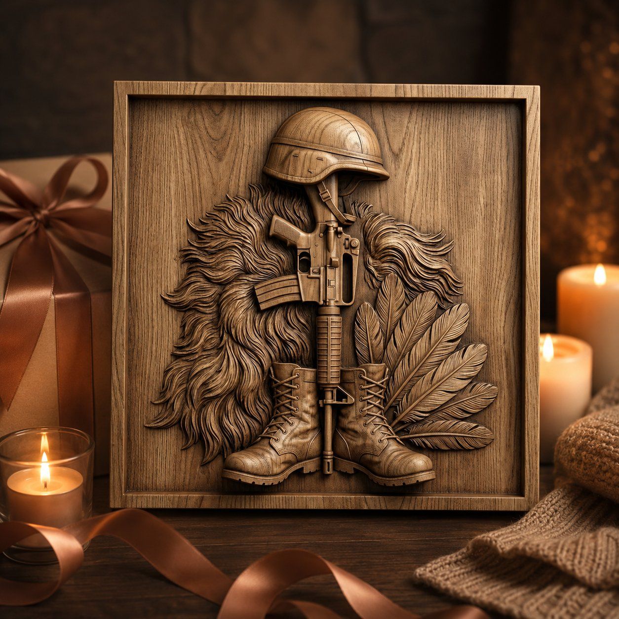 Fallen Soldier Battle Cross Tribute CNC Relief STL bas-relief STL — view 9