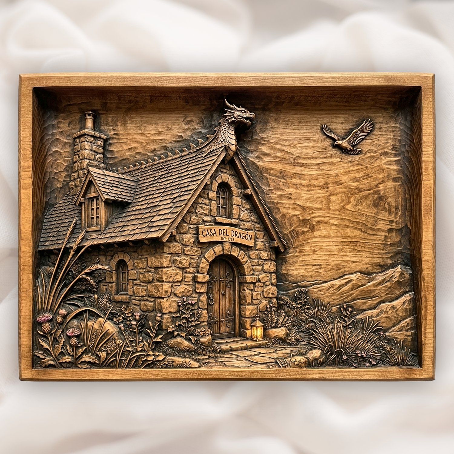 Fantasy Dragon Cottage CNC Relief STL bas-relief STL design
