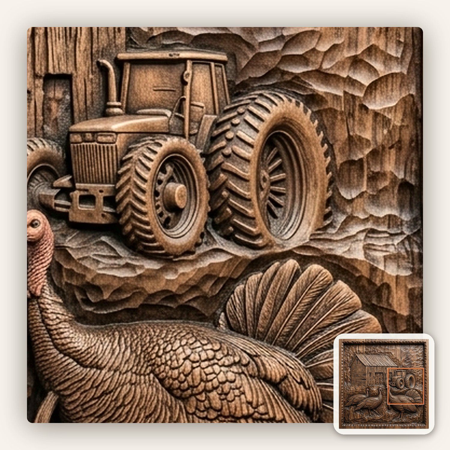 Farm Barn Turkey Scene CNC Relief STL bas-relief STL — view 10