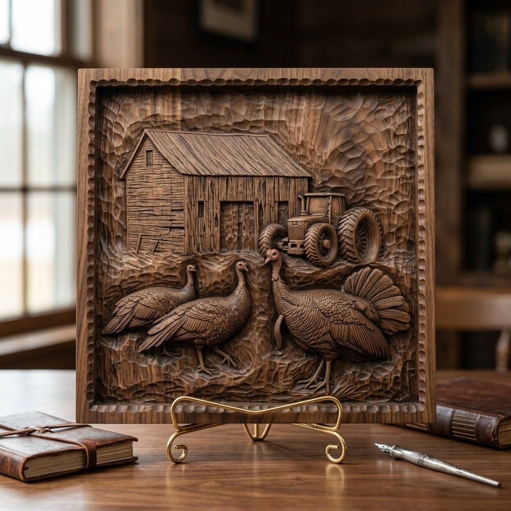 Farm Barn Turkey Scene CNC Relief STL bas-relief STL — view 13