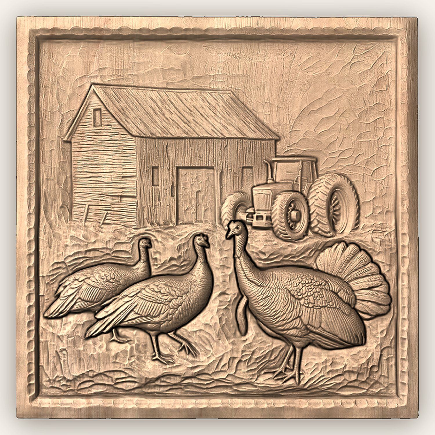 Farm Barn Turkey Scene CNC Relief STL bas-relief STL — view 2