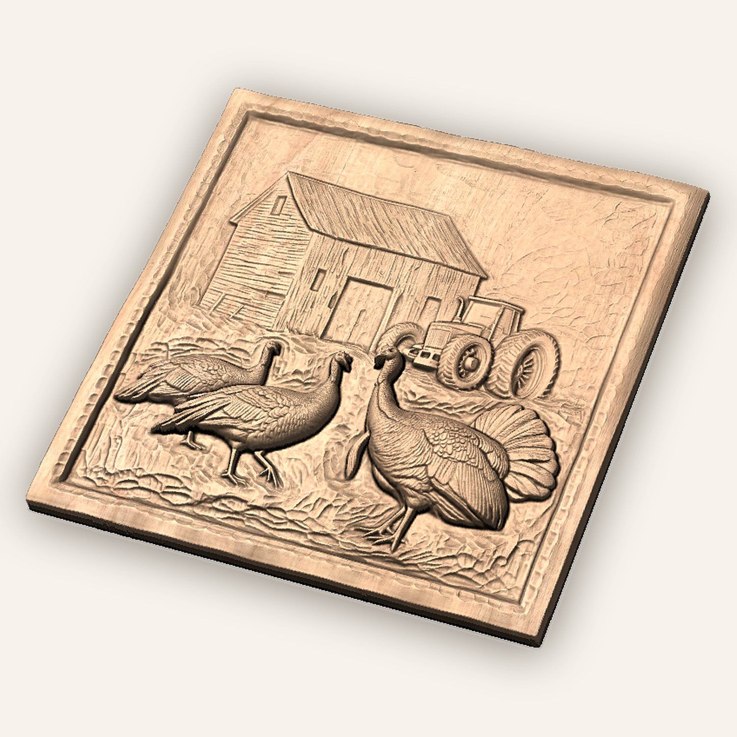 Farm Barn Turkey Scene CNC Relief STL bas-relief STL — view 3