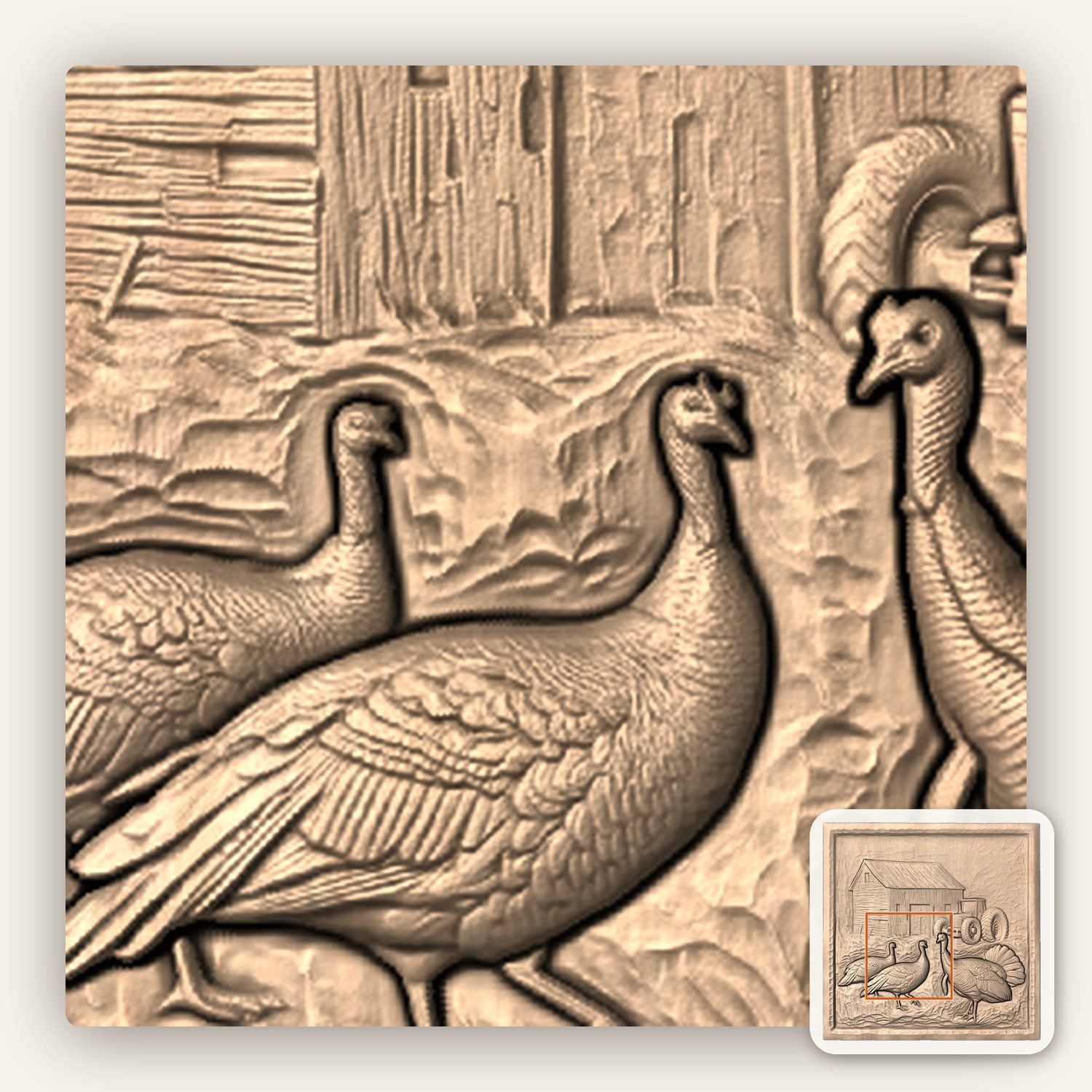 Farm Barn Turkey Scene CNC Relief STL bas-relief STL — view 5
