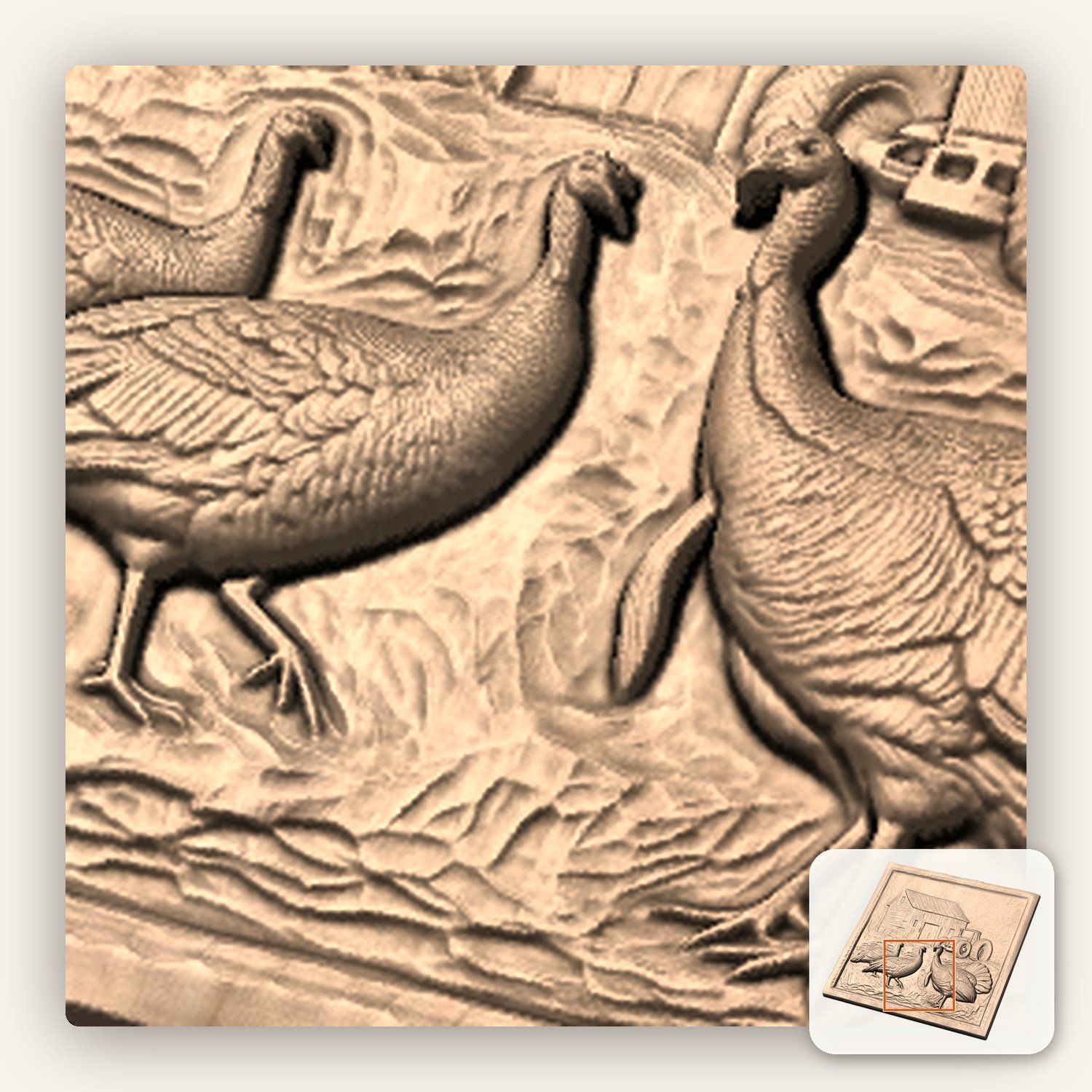 Farm Barn Turkey Scene CNC Relief STL bas-relief STL — view 7