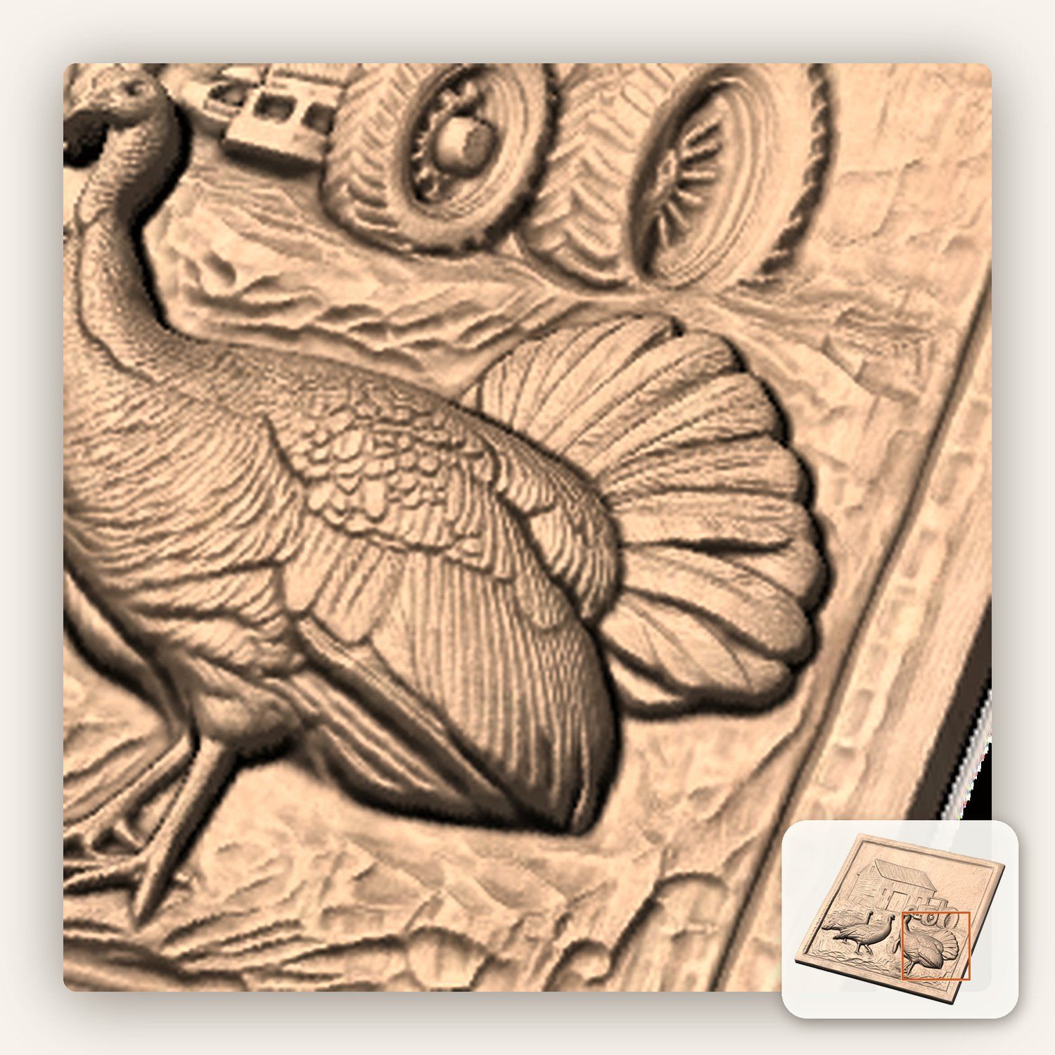 Farm Barn Turkey Scene CNC Relief STL bas-relief STL — view 8