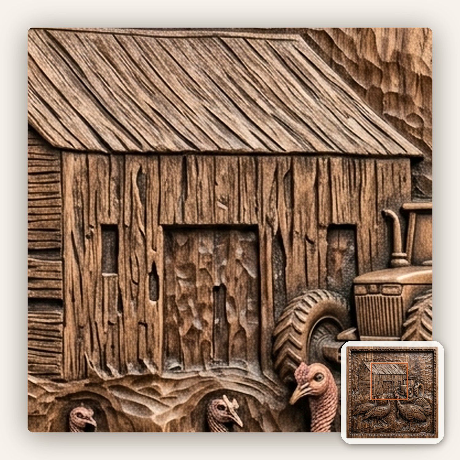 Farm Barn Turkey Scene CNC Relief STL bas-relief STL — view 9