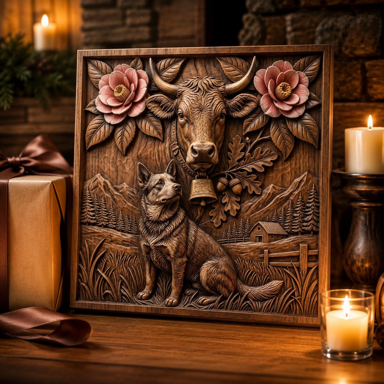 Farm Life Heritage Pastoral Scene Cow and Dog CNC Relief STL bas-relief STL — view 7