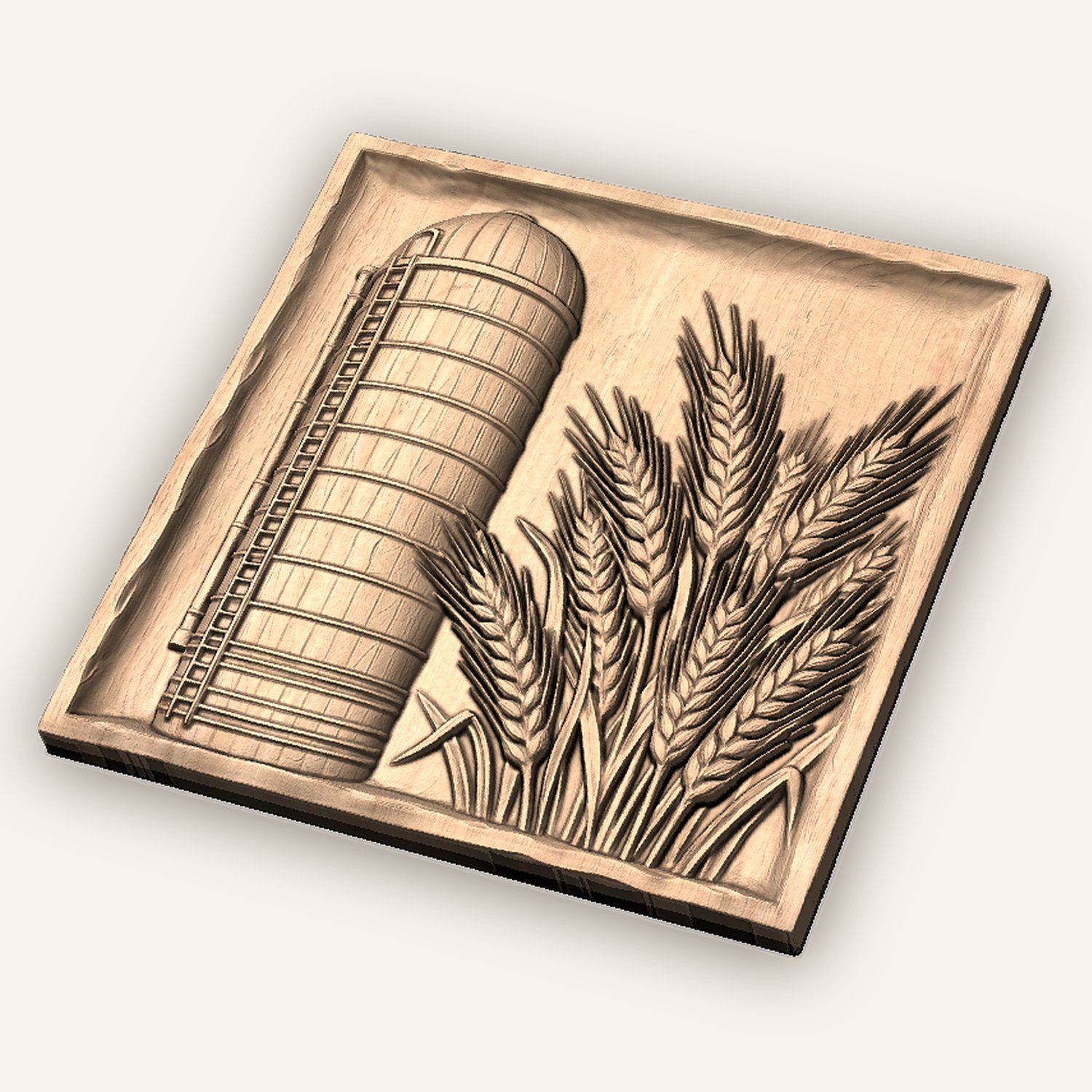 Farm Silo and Wheat Harvest Scene CNC Relief STL bas-relief STL — view 4