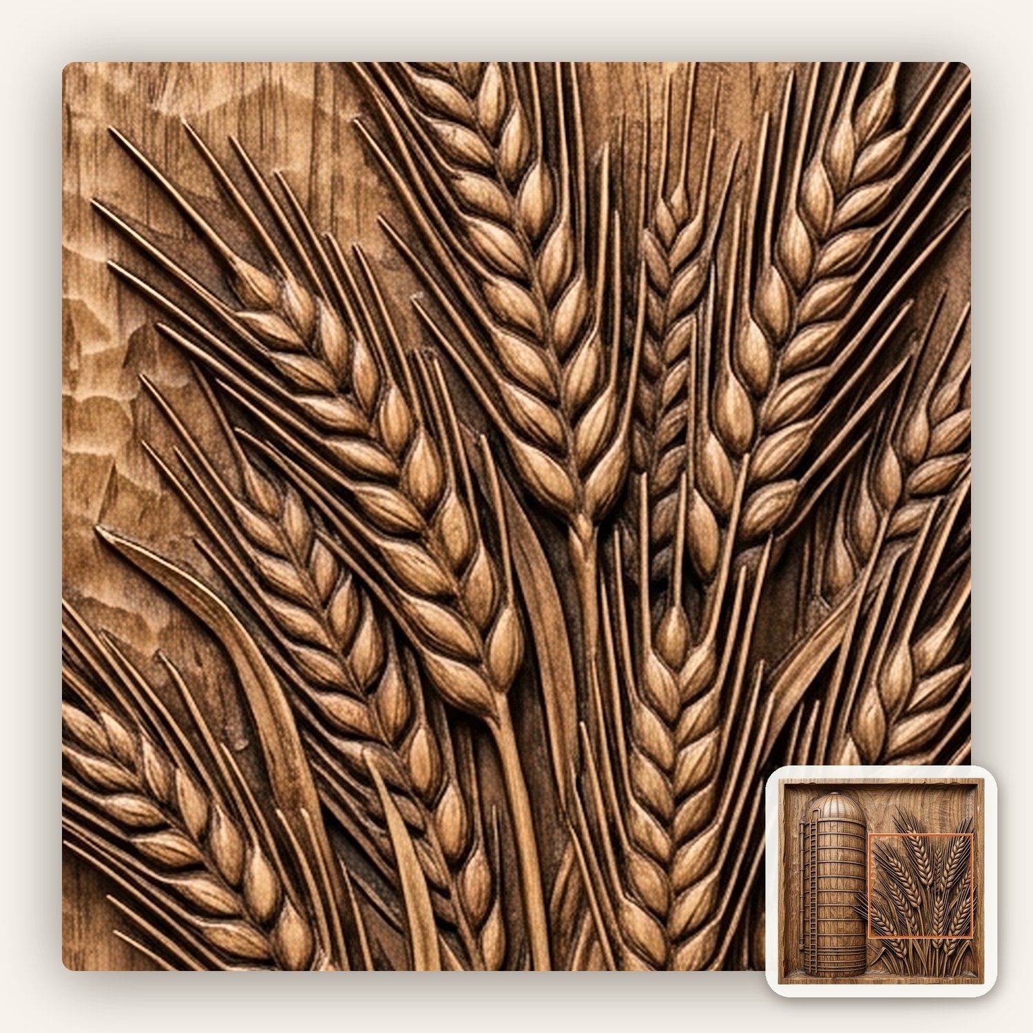 Farm Silo and Wheat Harvest Scene CNC Relief STL bas-relief STL — view 9