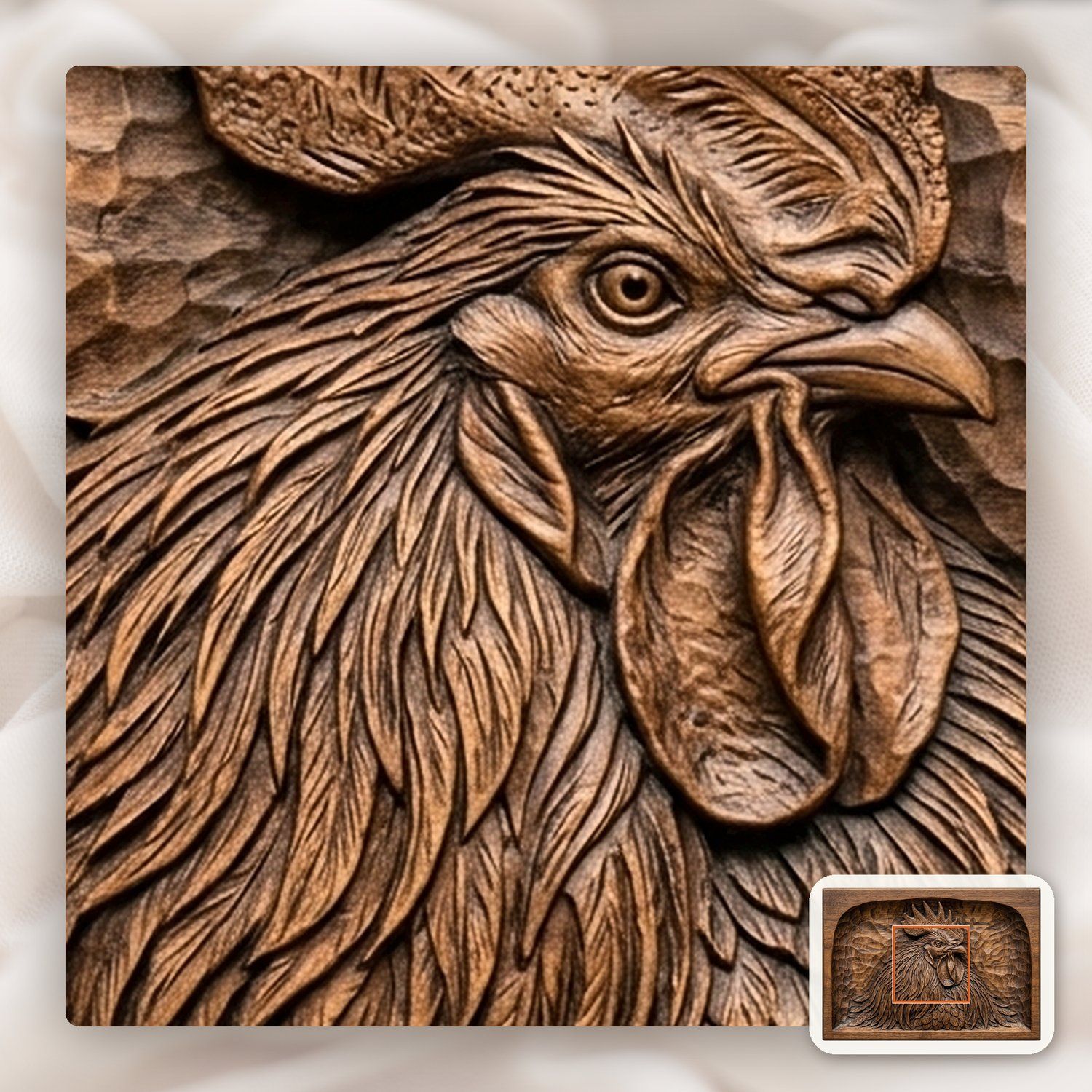 Farmhouse Rooster CNC Relief STL bas-relief STL — view 10