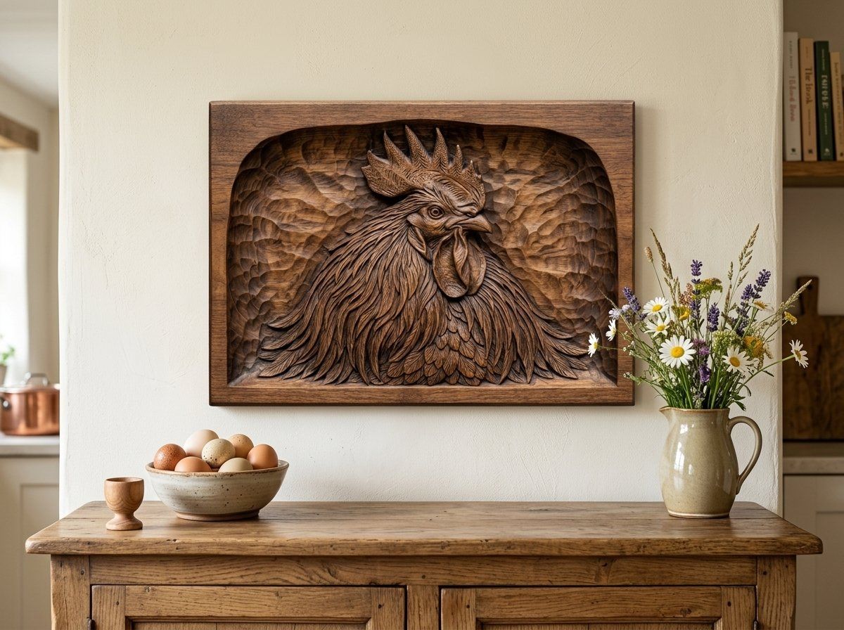Farmhouse Rooster CNC Relief STL bas-relief STL — view 13