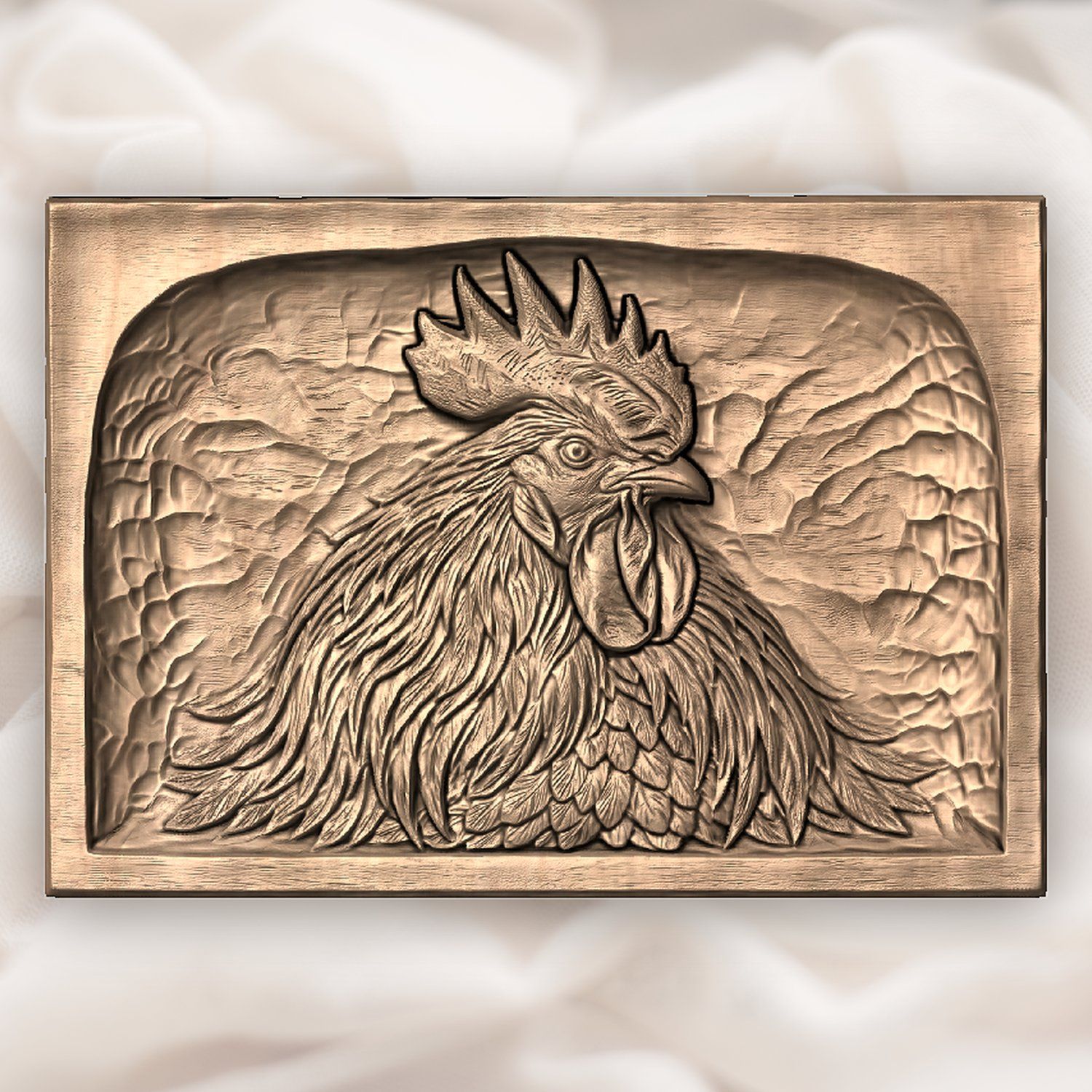 Farmhouse Rooster CNC Relief STL bas-relief STL — view 4