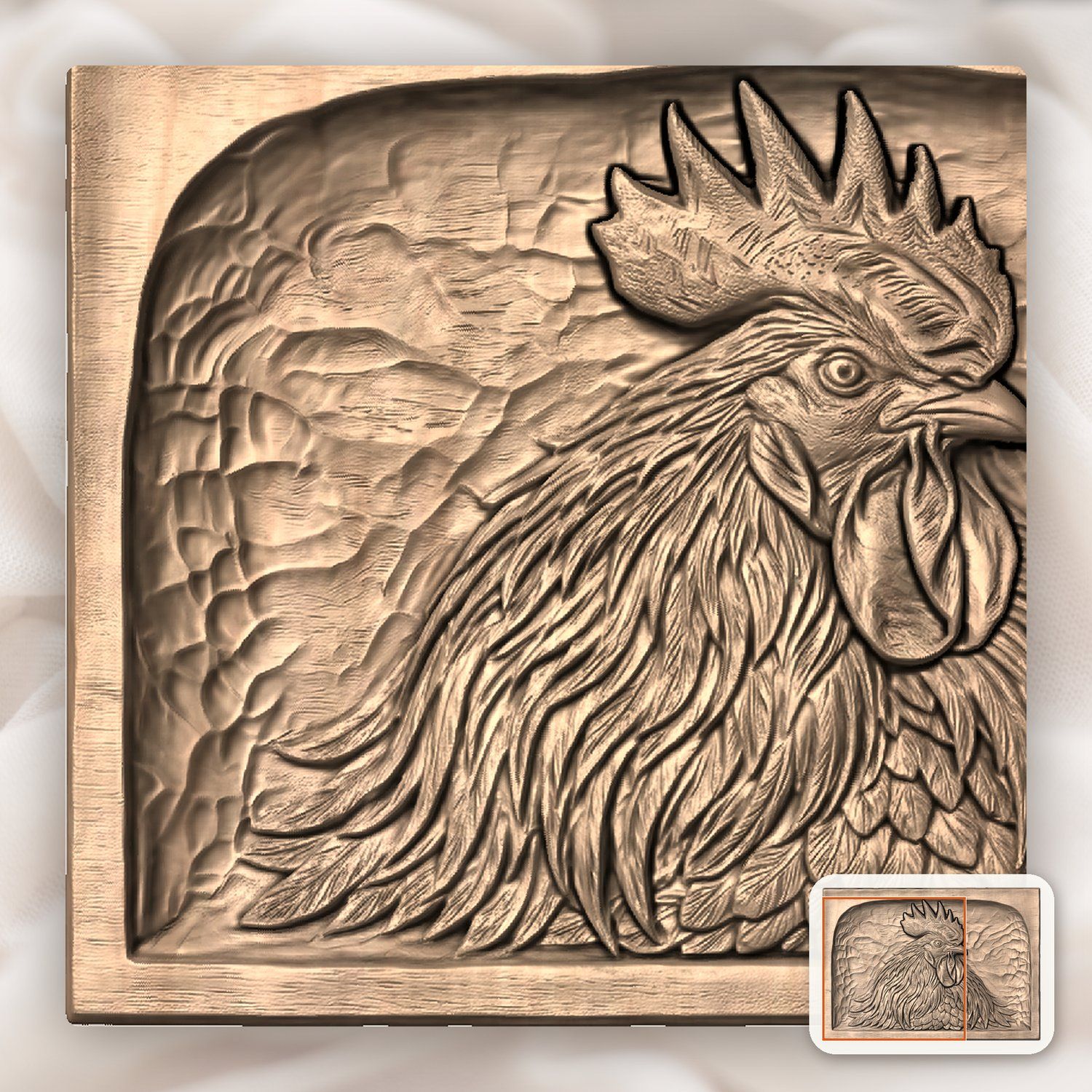 Farmhouse Rooster CNC Relief STL bas-relief STL — view 7