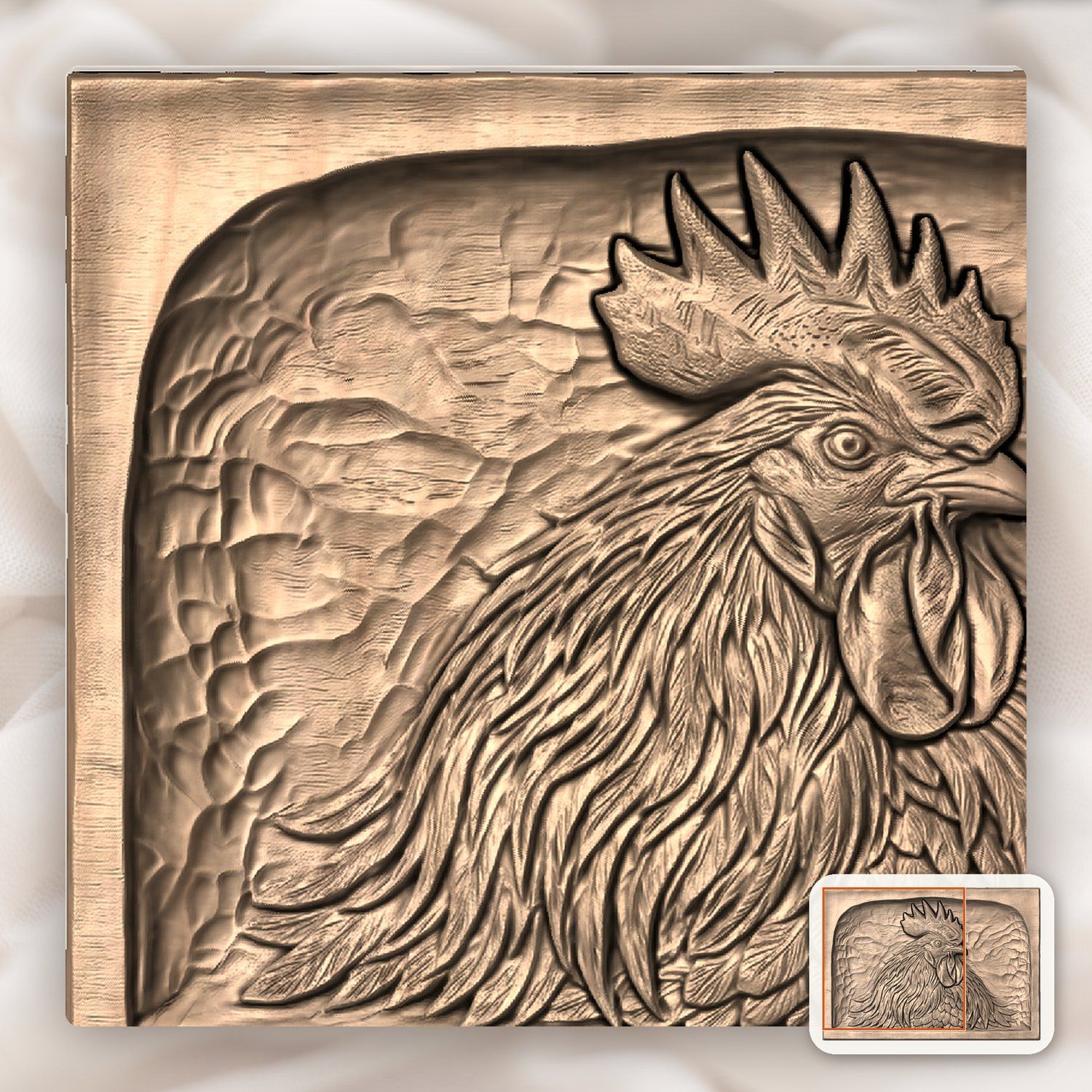 Farmhouse Rooster CNC Relief STL bas-relief STL — view 9