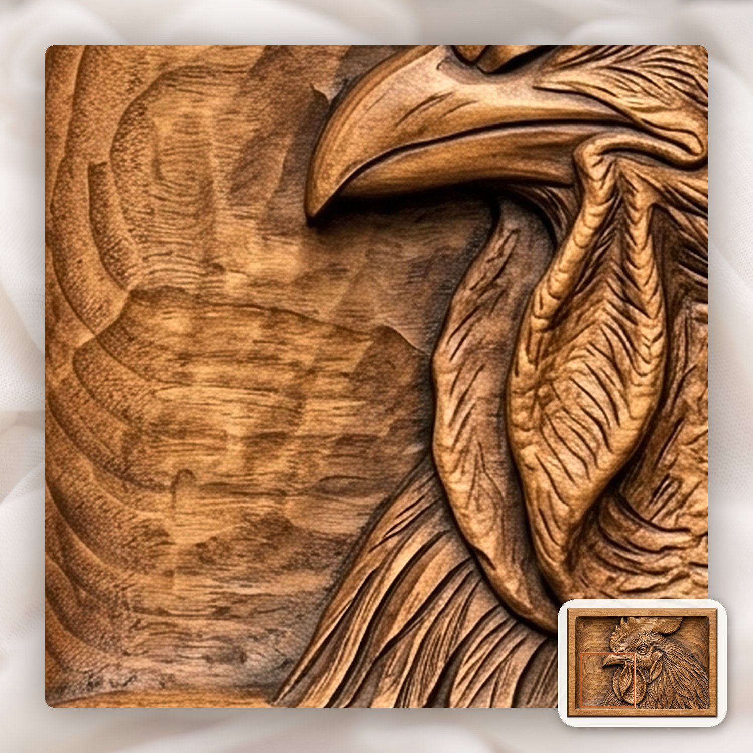 Farmhouse Rooster Head CNC Relief STL bas-relief STL — view 12