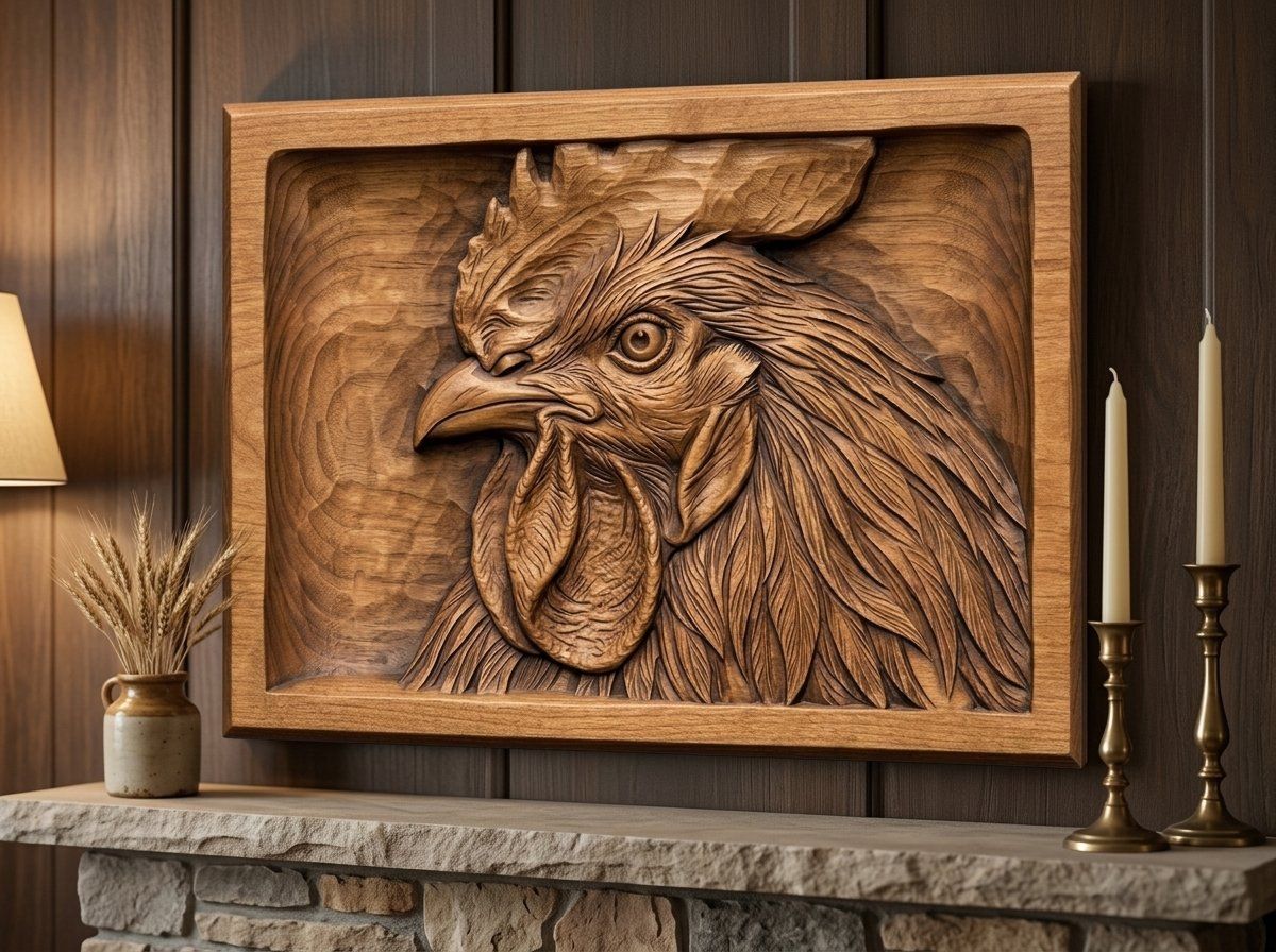 Farmhouse Rooster Head CNC Relief STL bas-relief STL — view 14