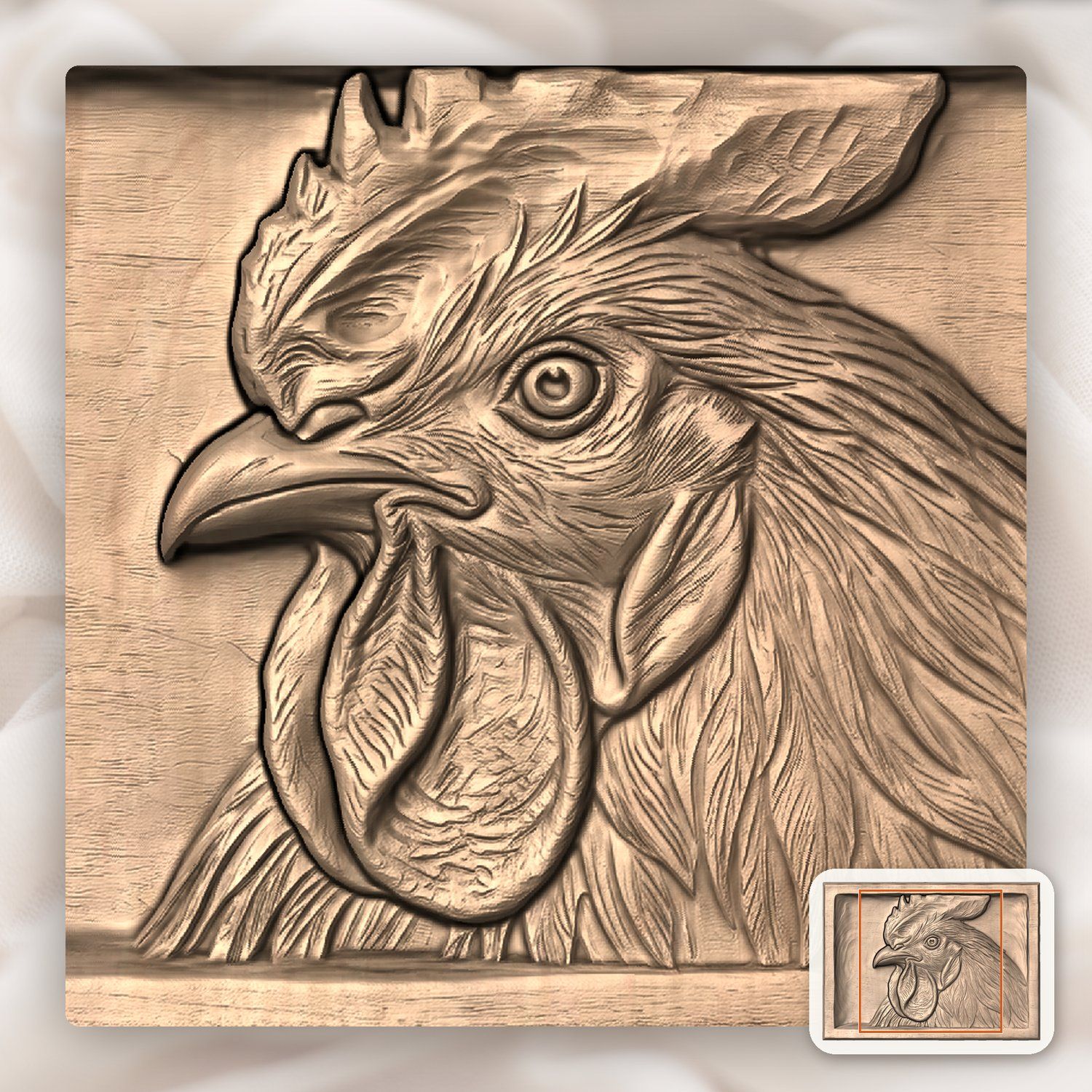 Farmhouse Rooster Head CNC Relief STL bas-relief STL — view 7