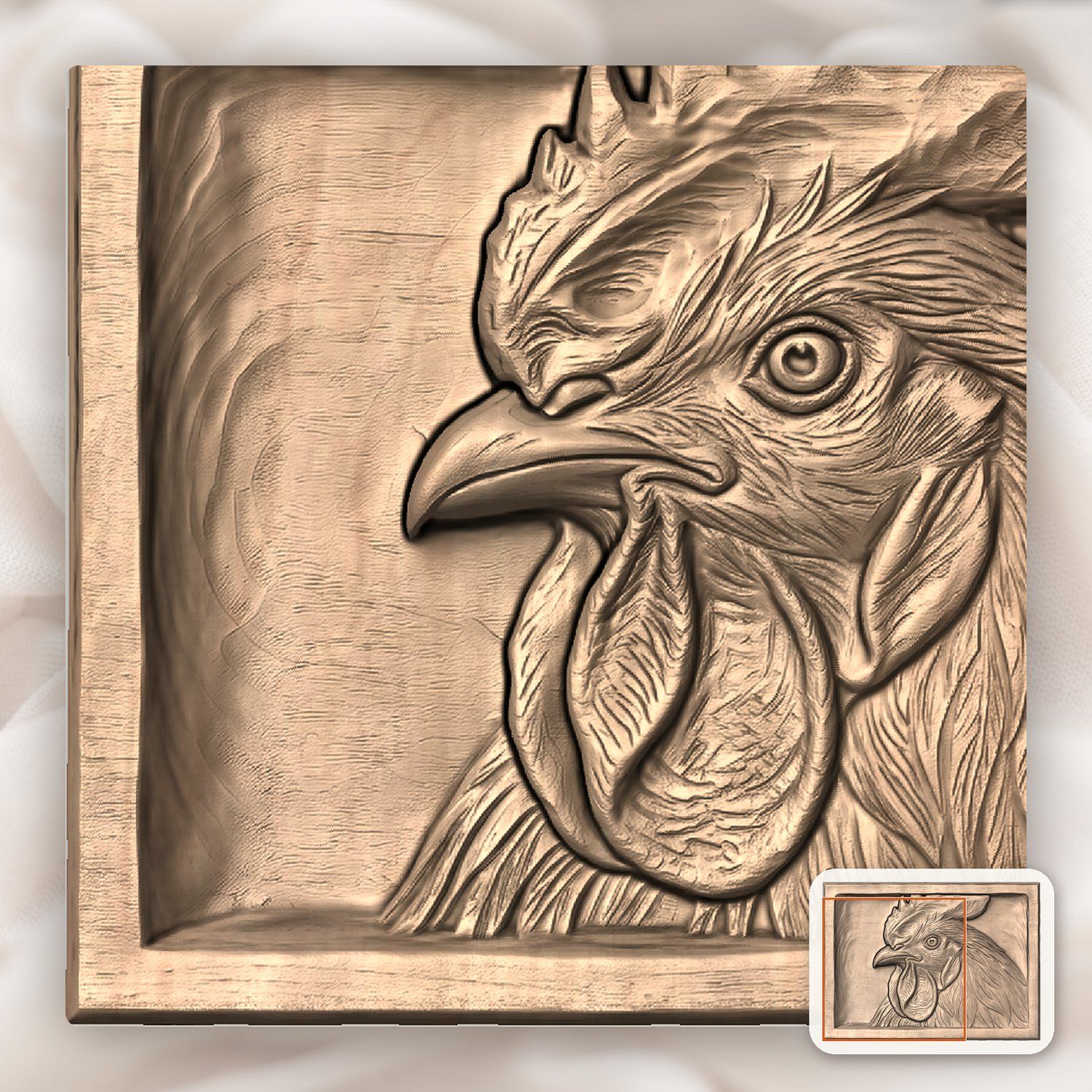 Farmhouse Rooster Head CNC Relief STL bas-relief STL — view 9
