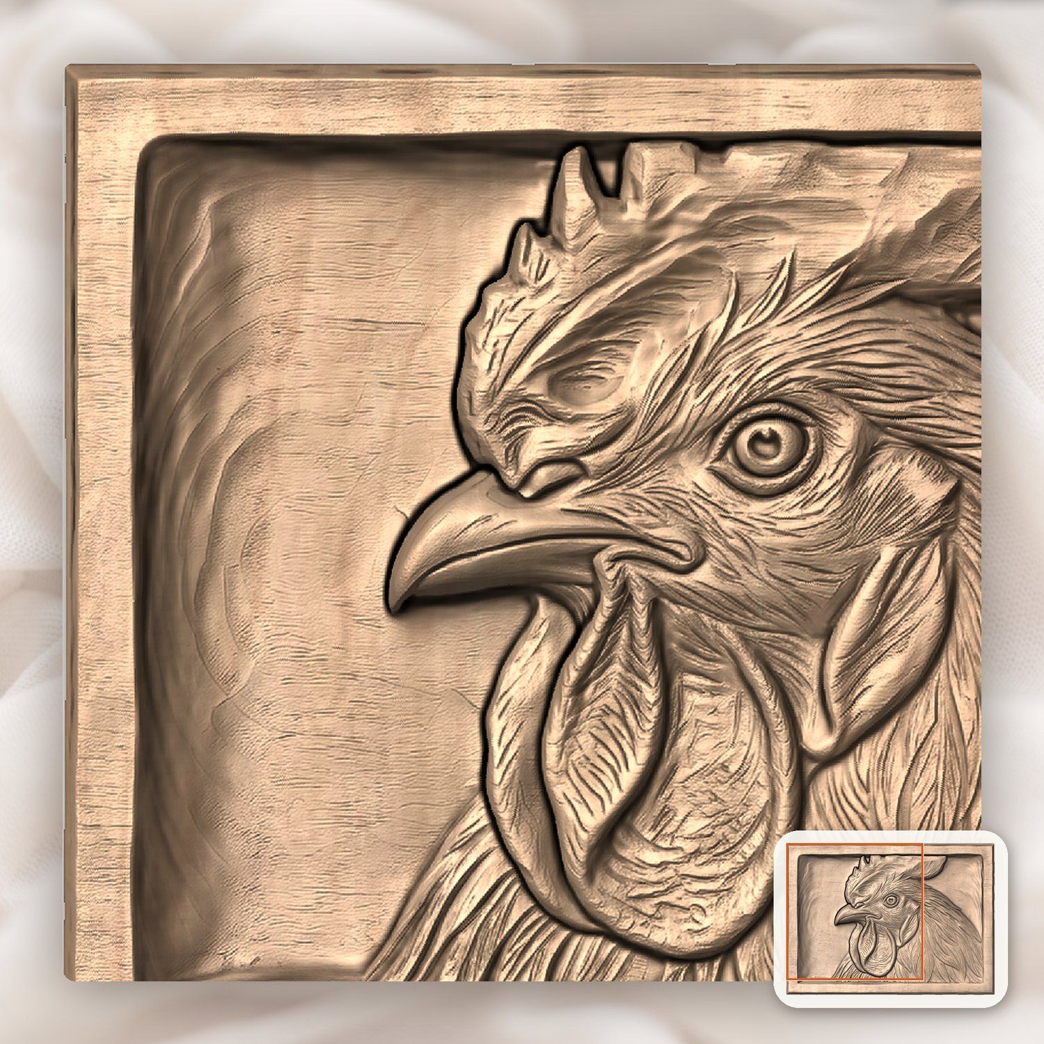 Farmhouse Rooster Head CNC Relief STL bas-relief STL — view 10
