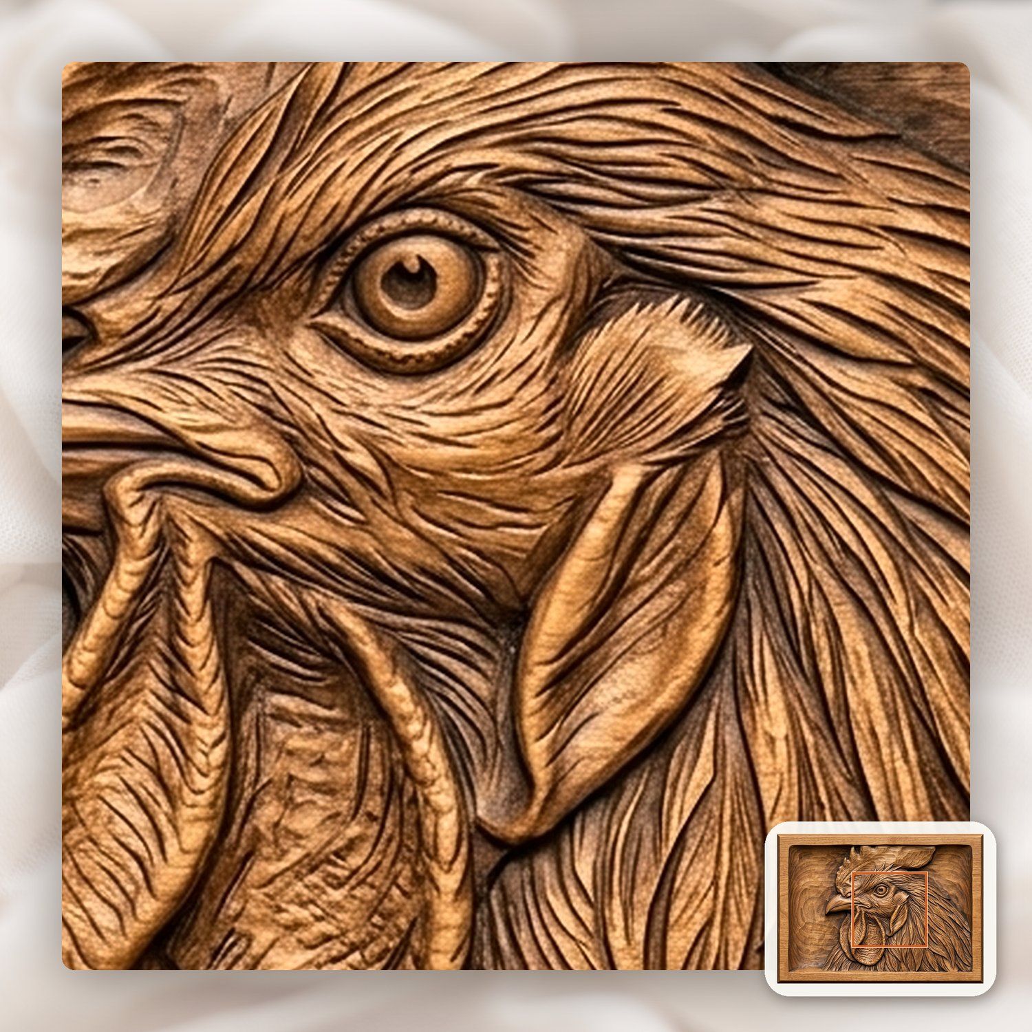 Farmhouse Rooster Head CNC Relief STL bas-relief STL — view 11