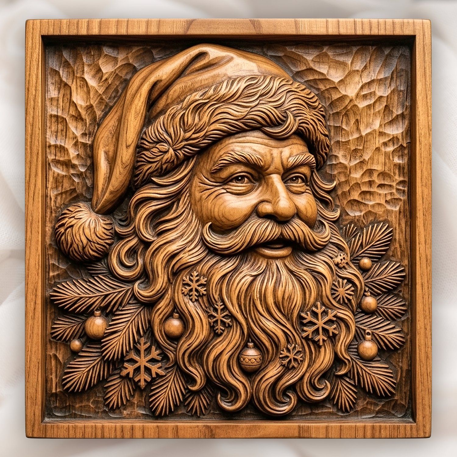 Father Christmas Santa Claus Wood Panel CNC Relief STL bas-relief STL design