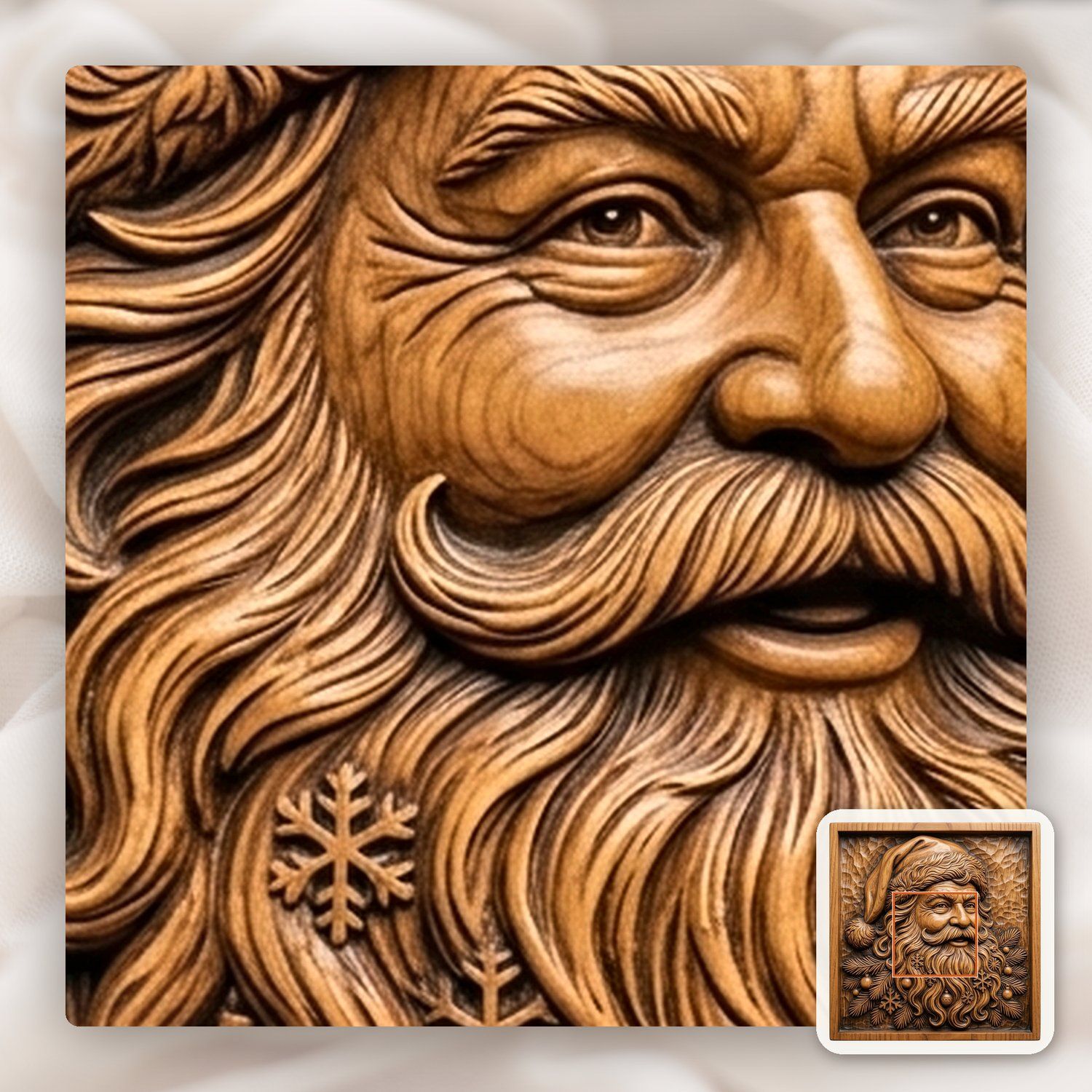 Father Christmas Santa Claus Wood Panel CNC Relief STL bas-relief STL — view 11