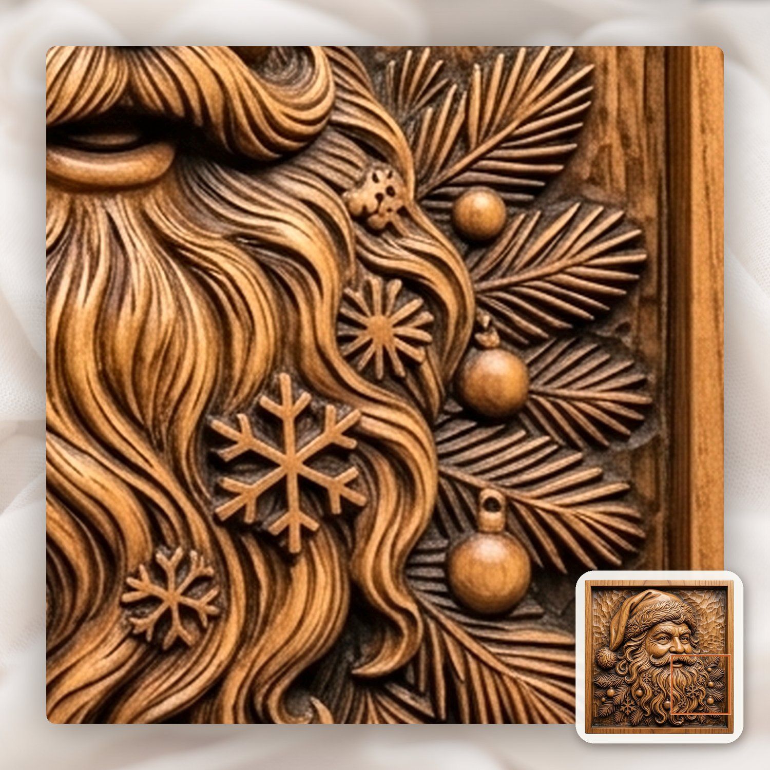 Father Christmas Santa Claus Wood Panel CNC Relief STL bas-relief STL — view 12