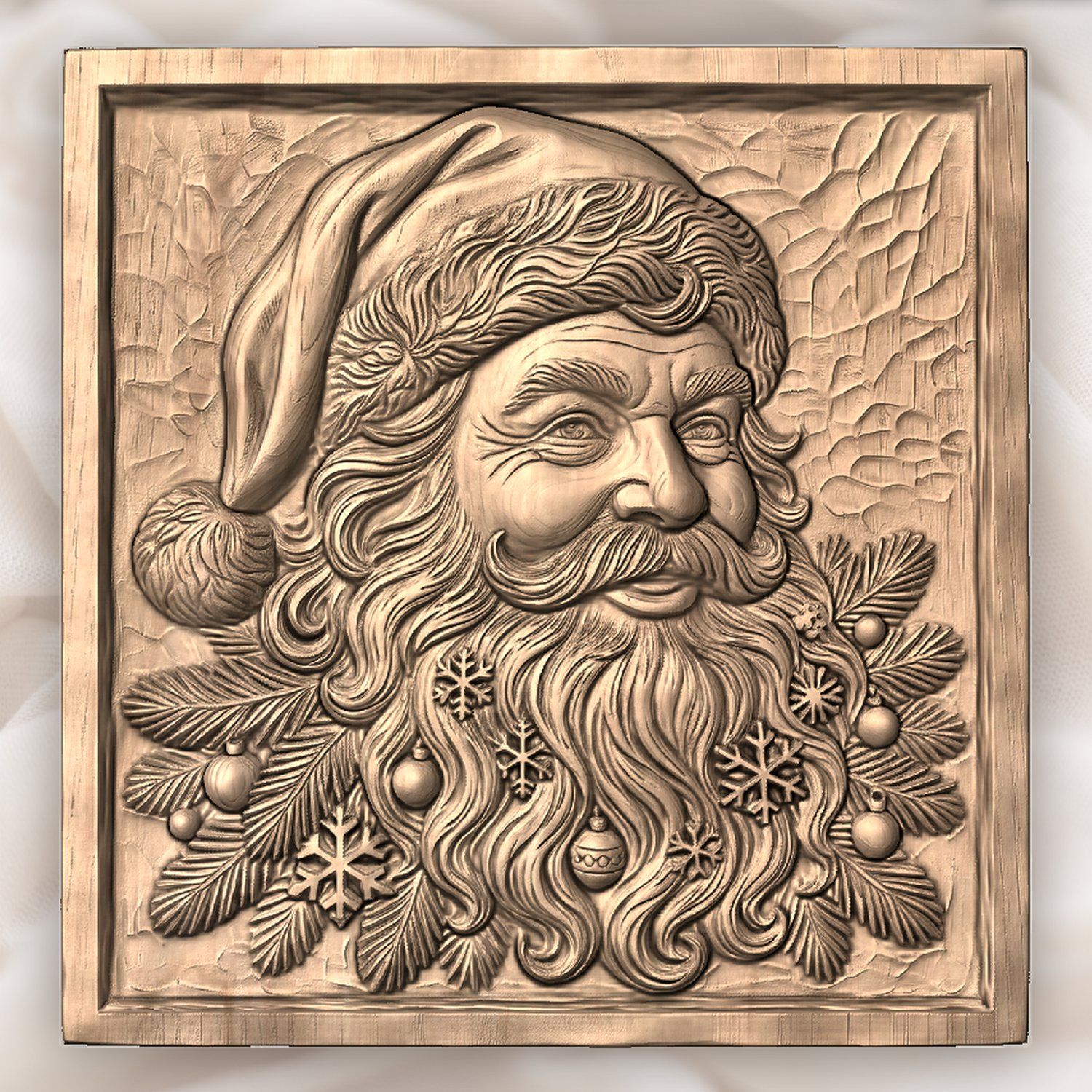 Father Christmas Santa Claus Wood Panel CNC Relief STL bas-relief STL — view 4