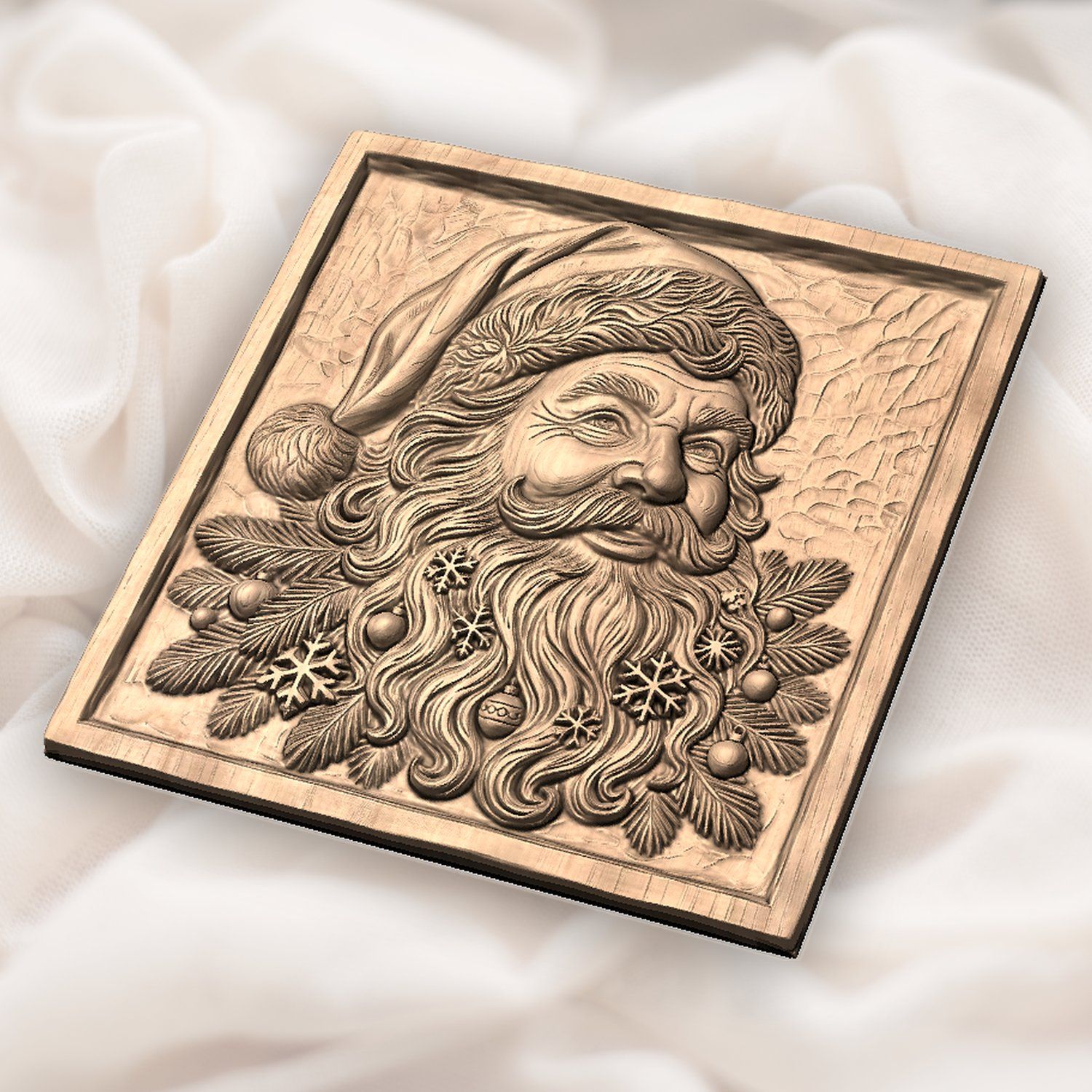 Father Christmas Santa Claus Wood Panel CNC Relief STL bas-relief STL — view 5