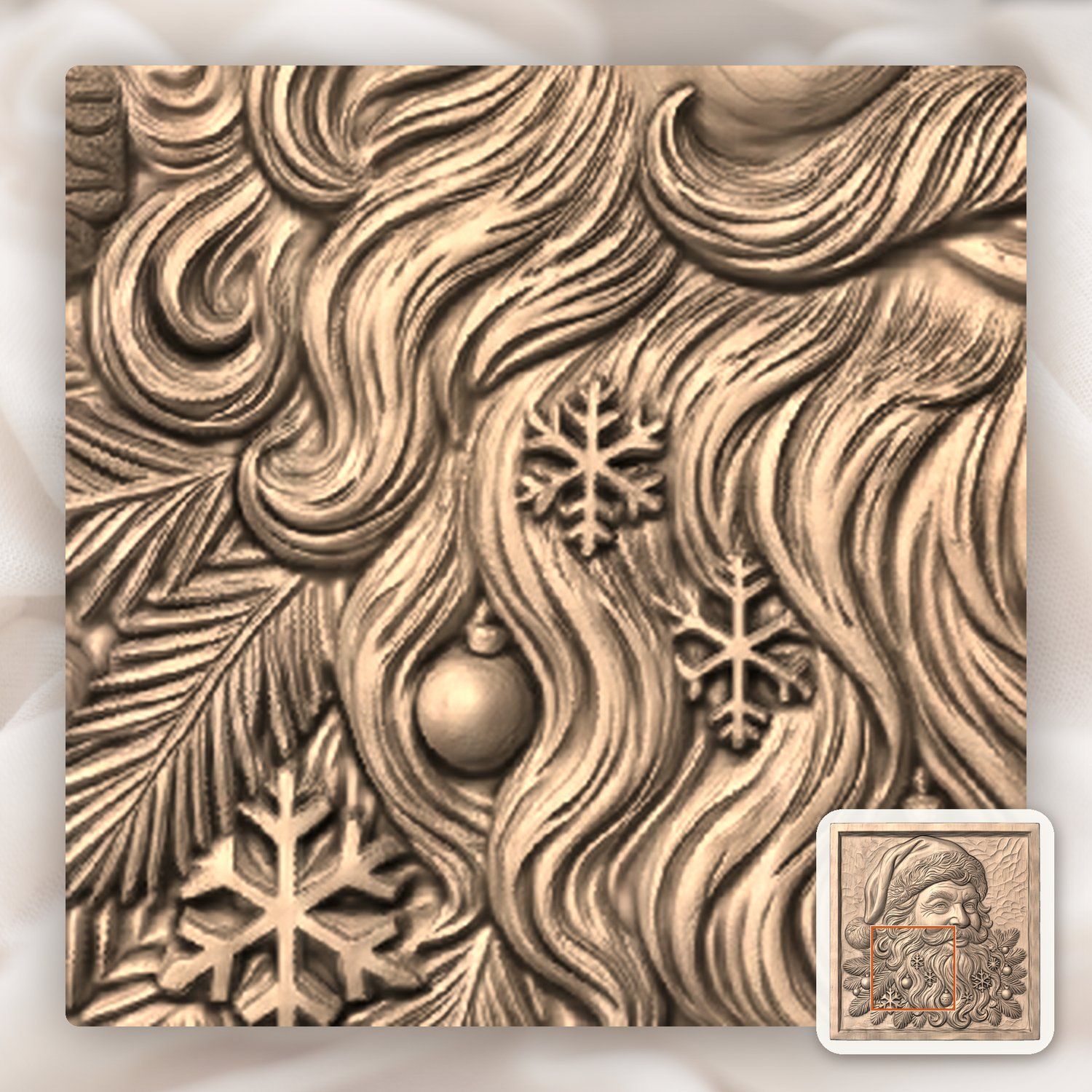 Father Christmas Santa Claus Wood Panel CNC Relief STL bas-relief STL — view 7