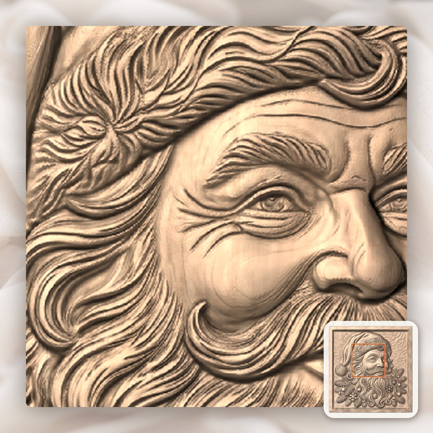 Father Christmas Santa Claus Wood Panel CNC Relief STL bas-relief STL — view 8