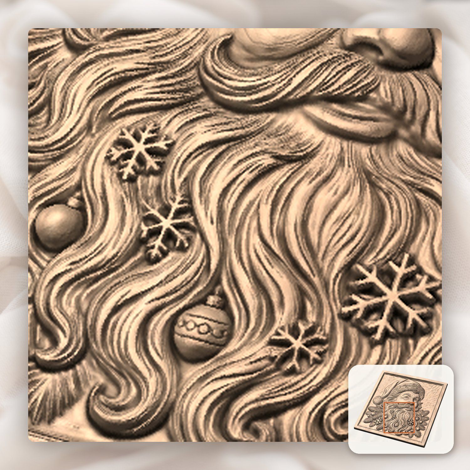 Father Christmas Santa Claus Wood Panel CNC Relief STL bas-relief STL — view 9