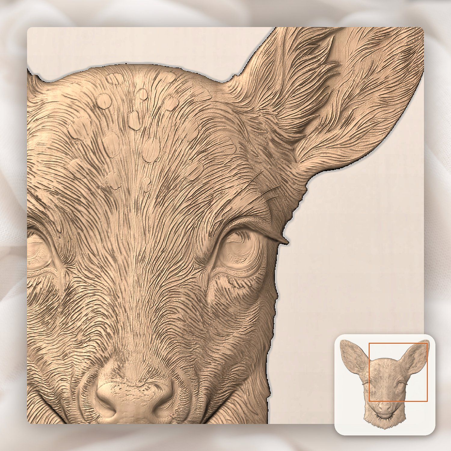 Fawn Portrait Baby Deer CNC Relief STL bas-relief STL — view 9