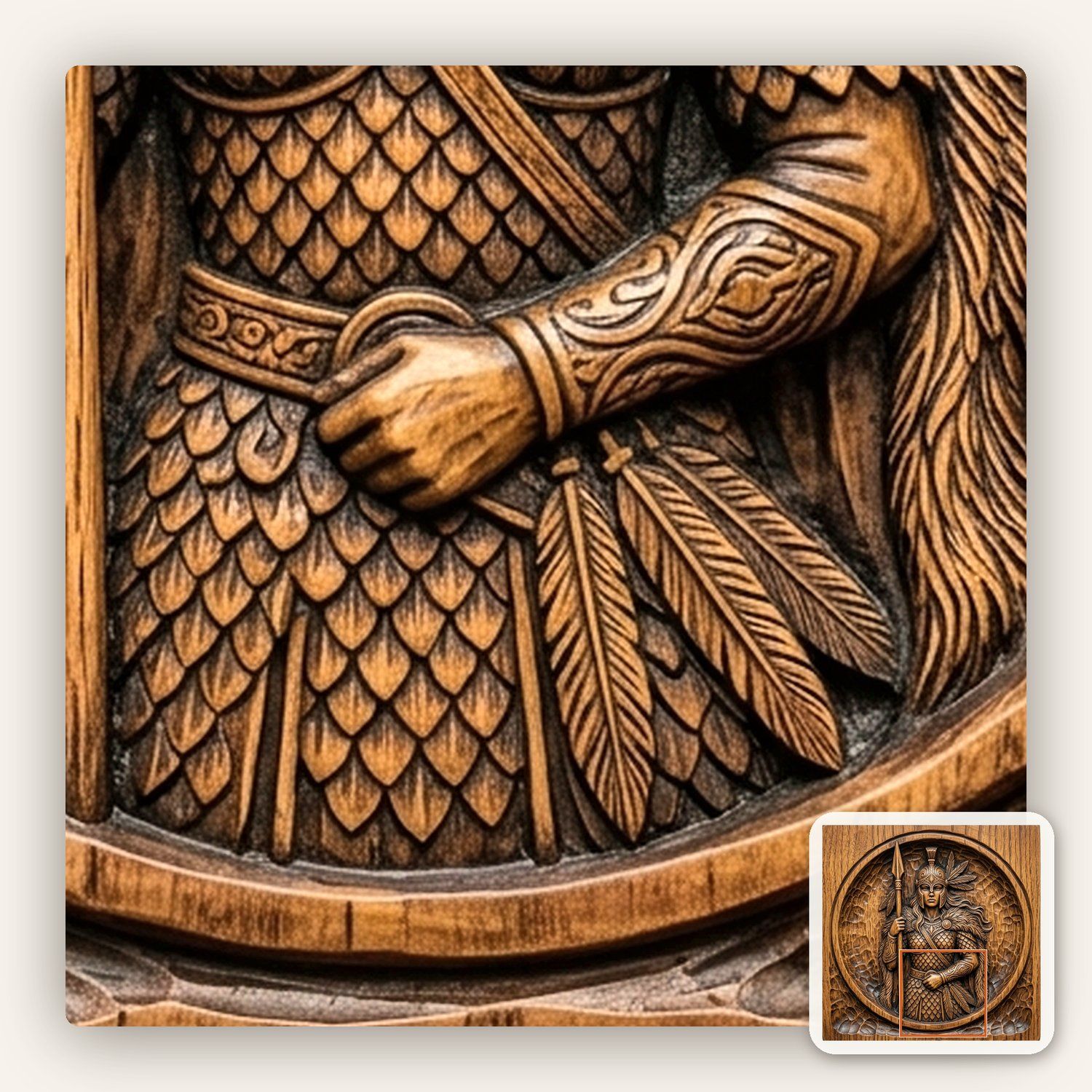 Female Warrior Spear Goddess CNC Relief STL bas-relief STL — view 10